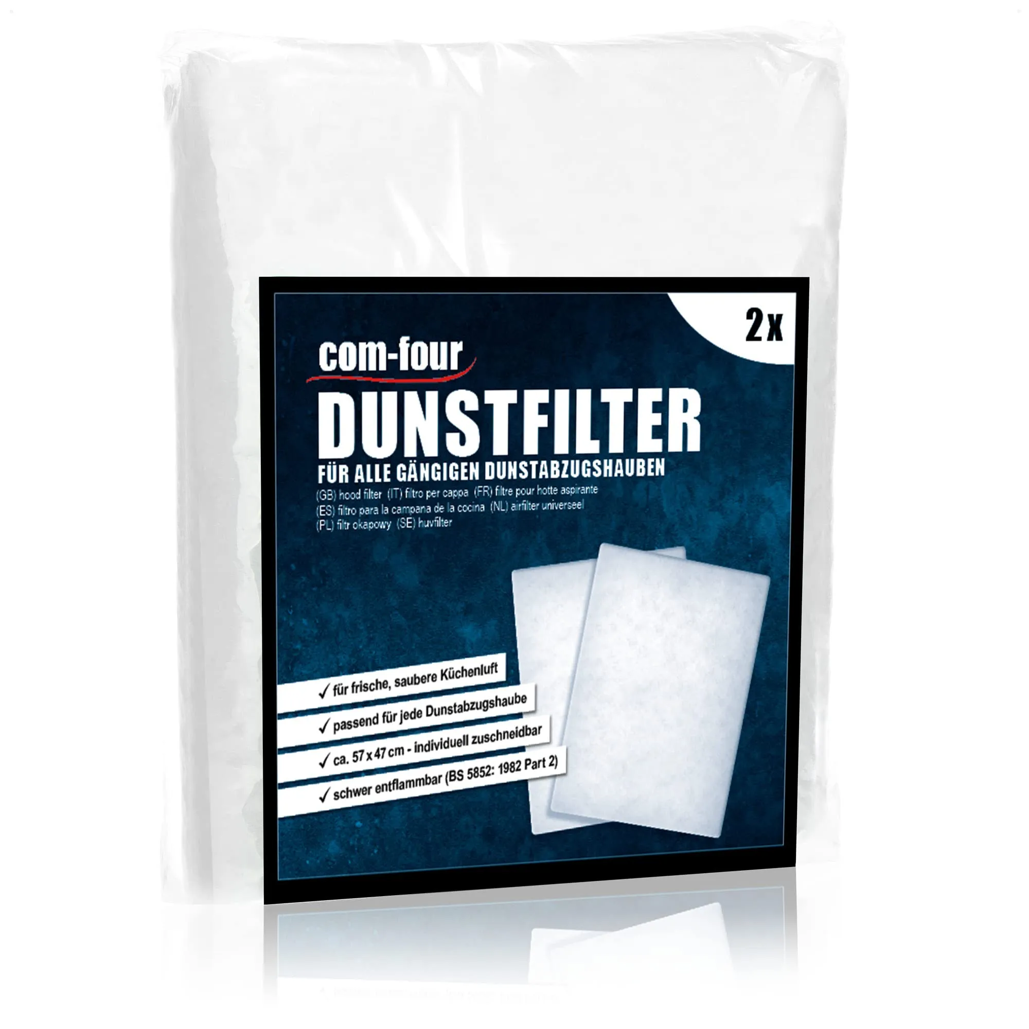 com-four Filtro per Cappa Aspirante Tagliabile, 2 Pezzi - immagine 1