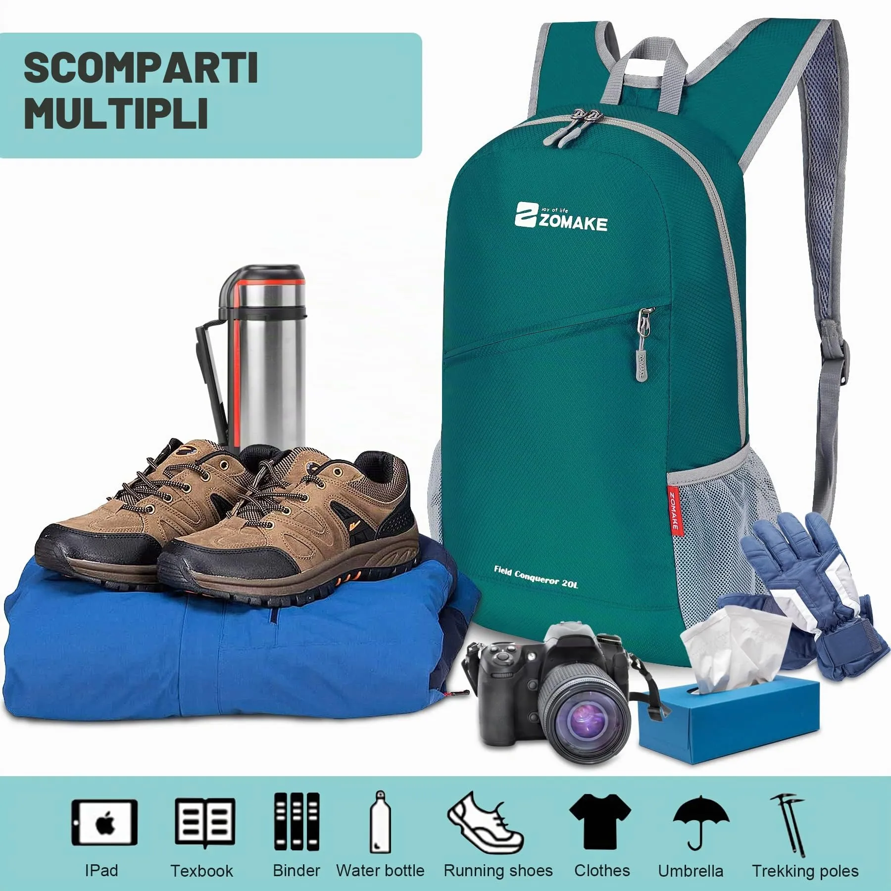ZOMAKE Zaino Pieghevole Ultraleggero 20L (Army Green) - immagine 3