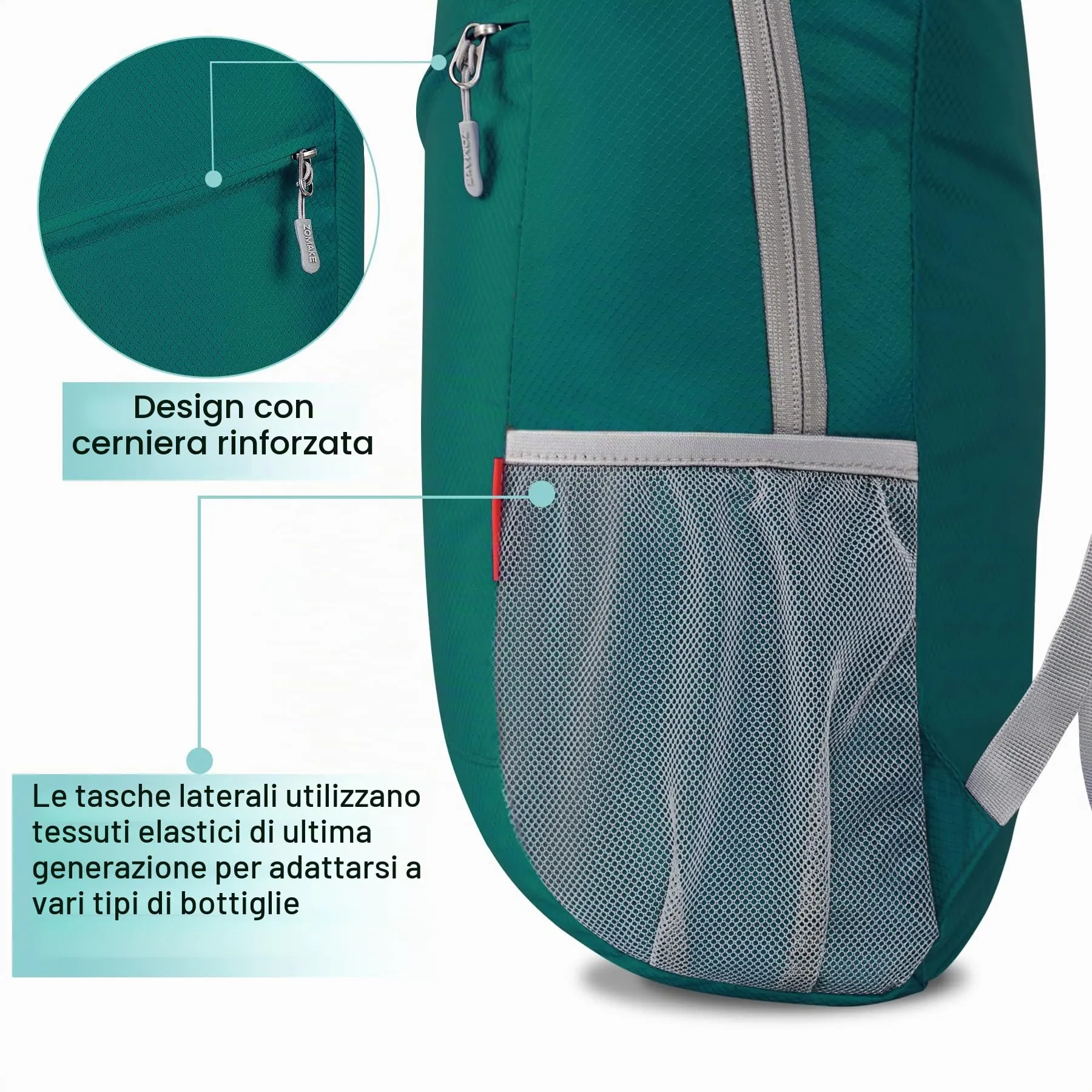 ZOMAKE Zaino Pieghevole Ultraleggero 20L (Army Green) - immagine 5