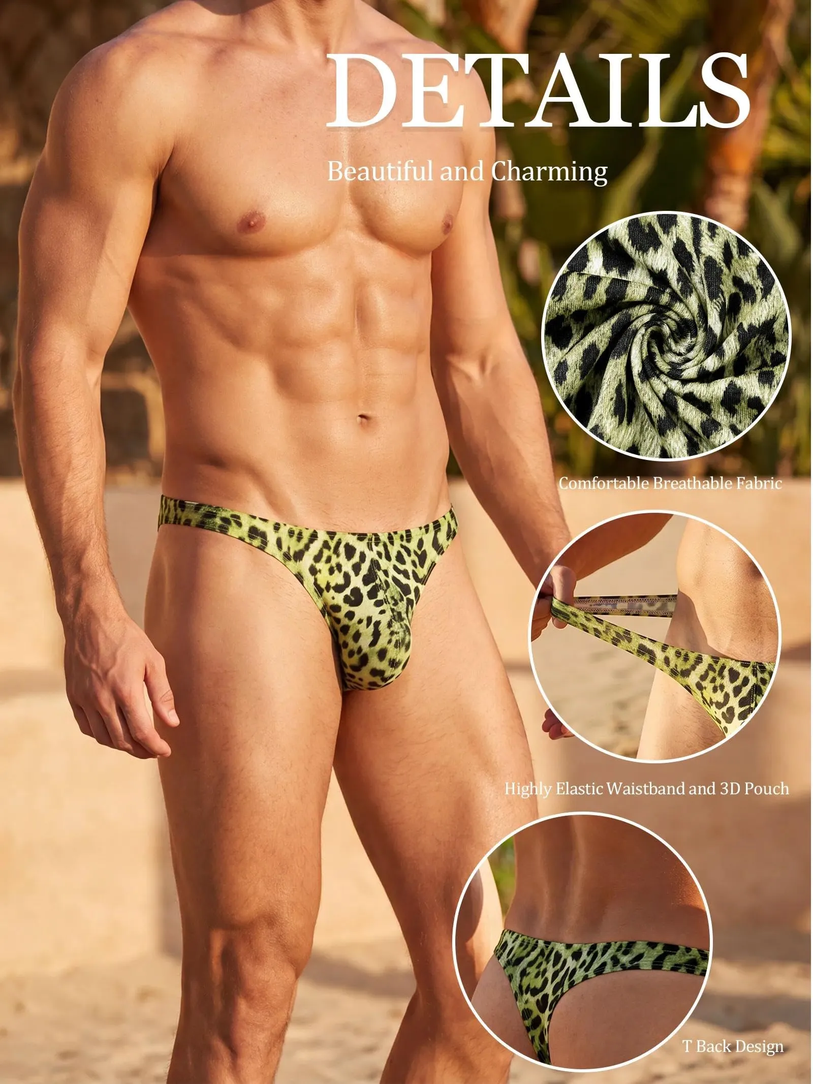 Eagerlove Perizoma Uomo Leopardato Verde Fluo XL - immagine 3