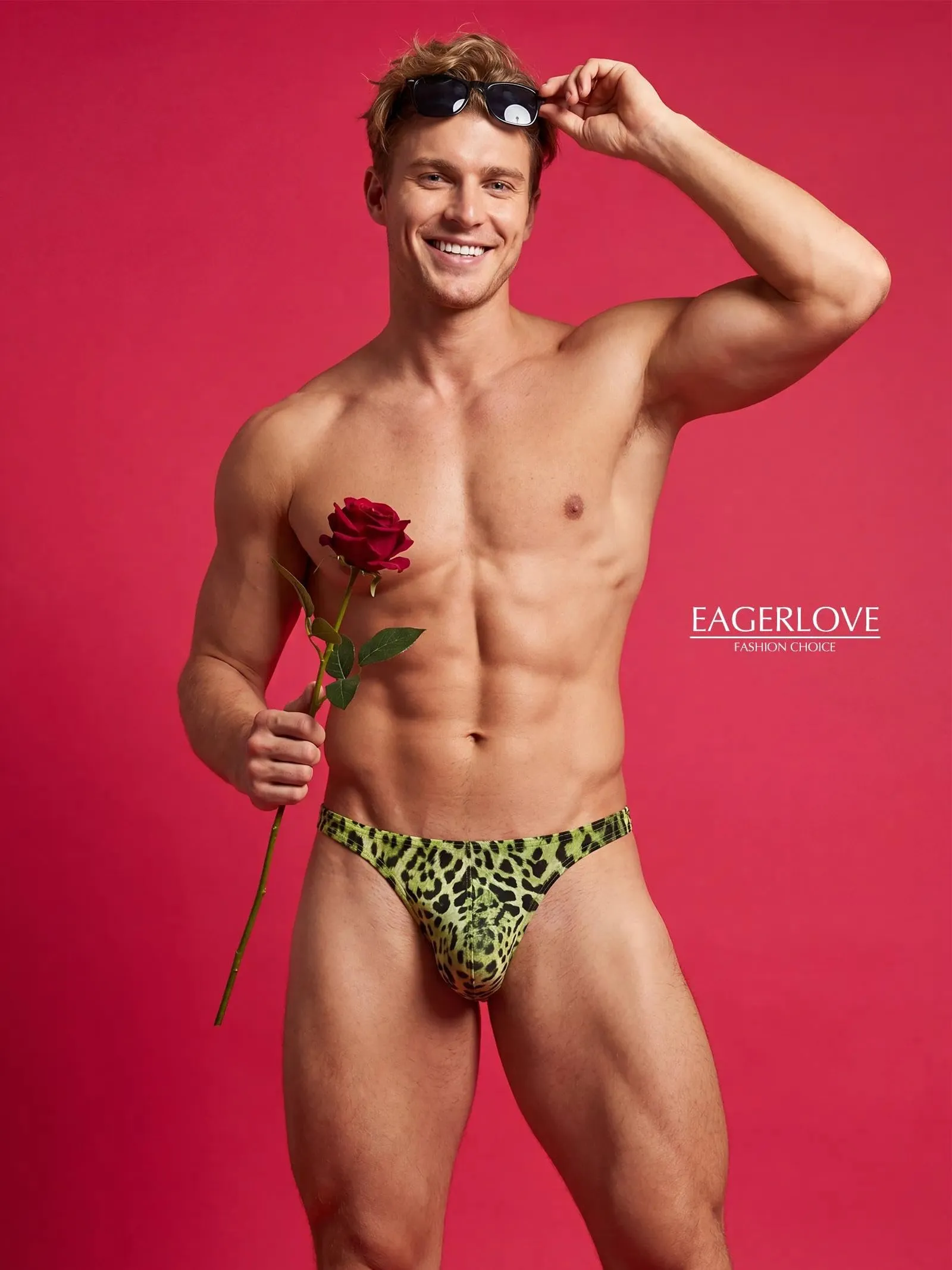 Eagerlove Perizoma Uomo Leopardato Verde Fluo XL - immagine 4