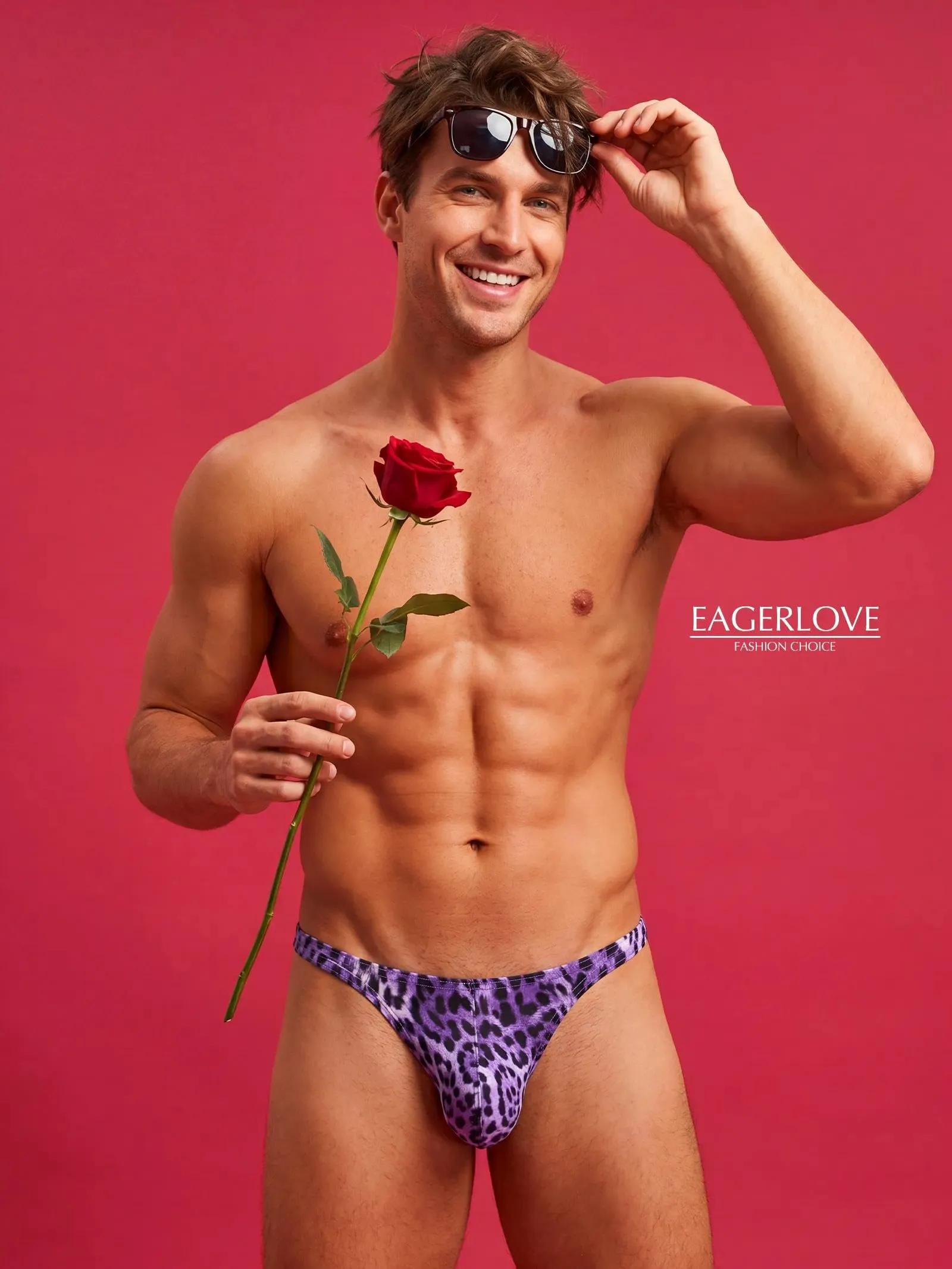 Eagerlove Perizoma Uomo Leopardato Viola M - immagine 3