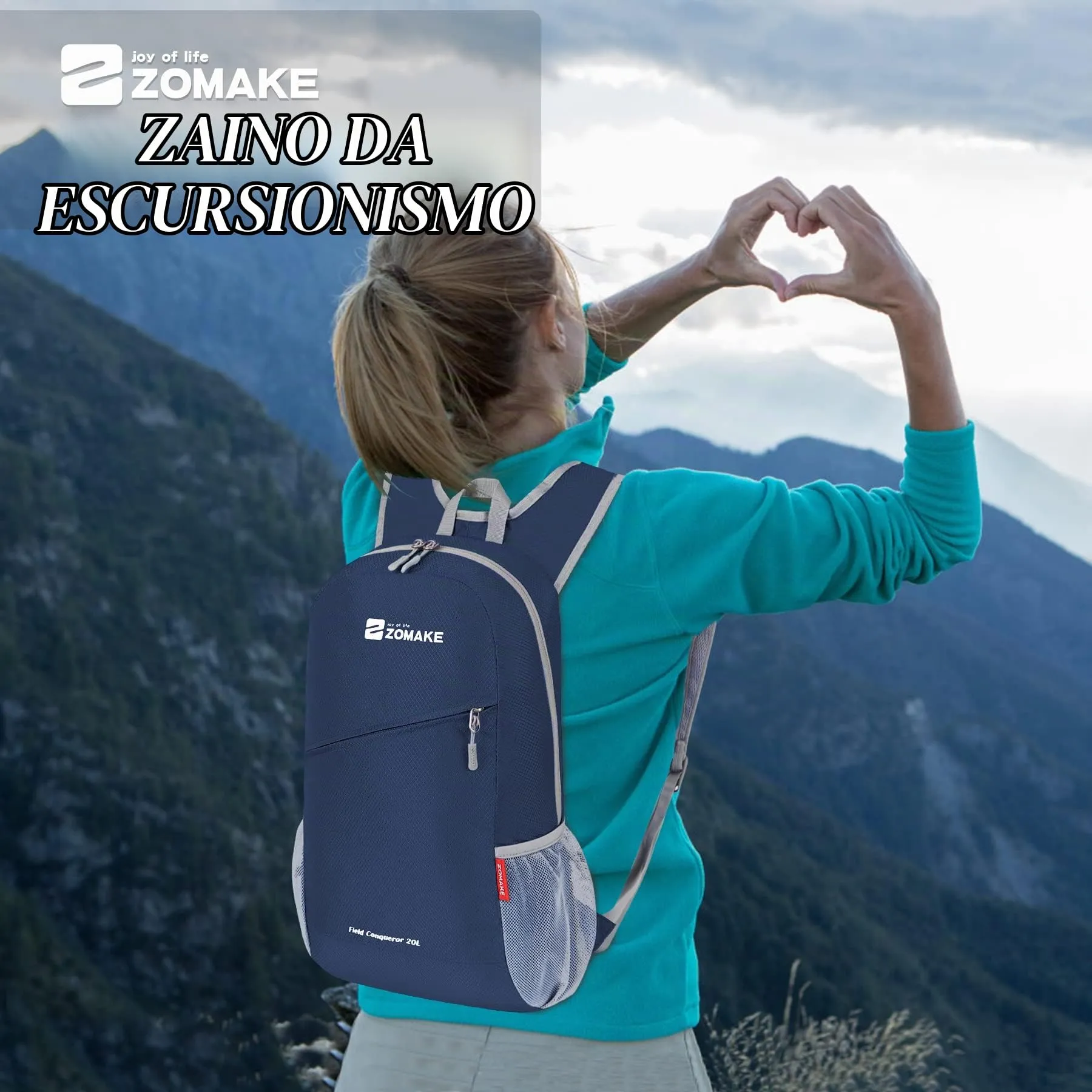 ZOMAKE Zaino Pieghevole Ultraleggero da Viaggio 20L, Blu Marino - immagine 7