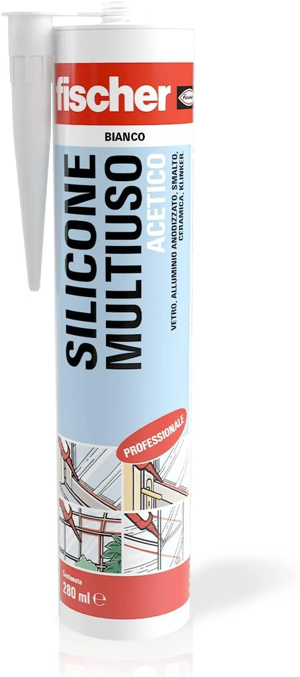 Fischer Silicone Acetico Multiuso SAM, 280 ml, Bianco, 25 Pezzi - immagine 4