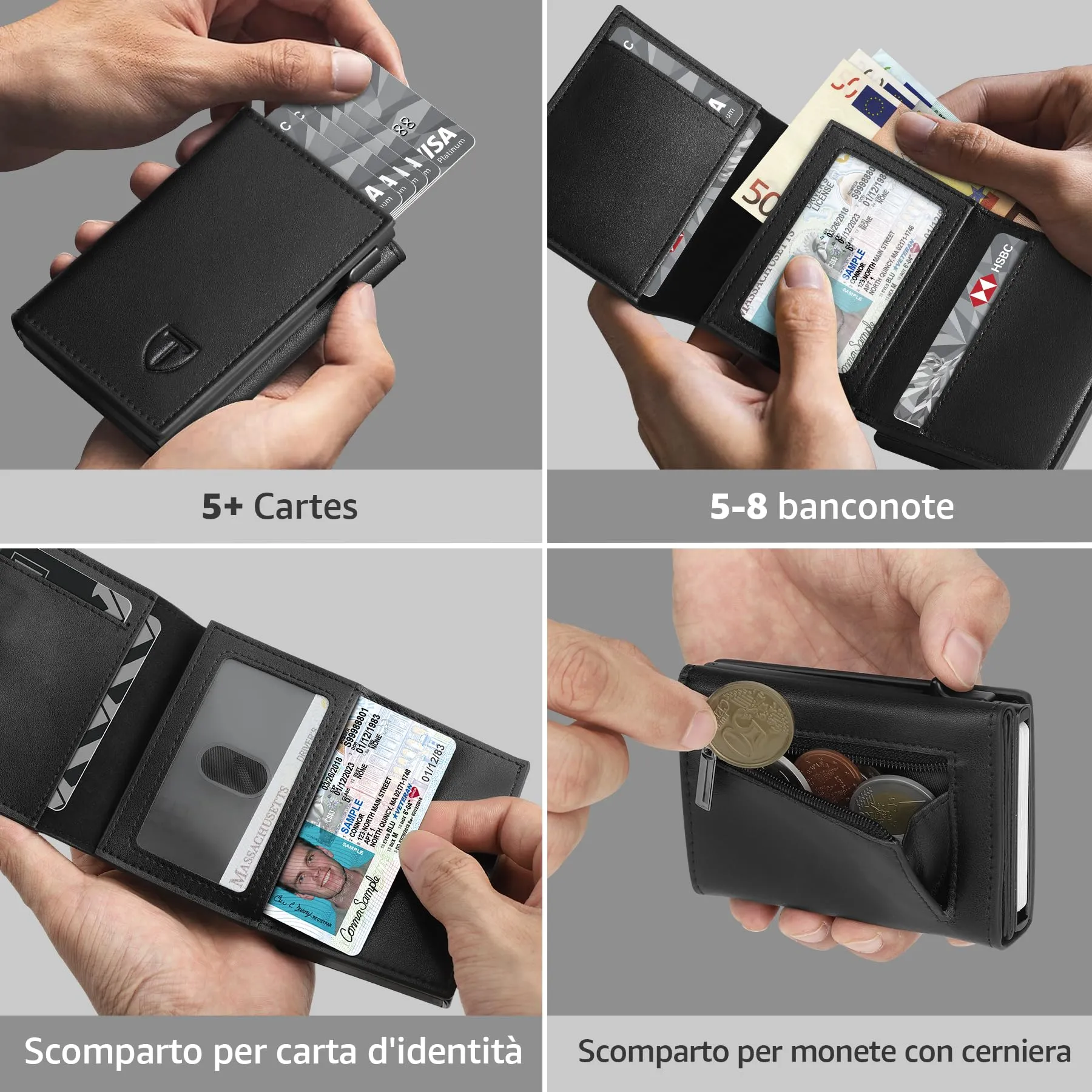 TENBST Portafoglio Uomo Slim Magnetico Portacarte con RFID - immagine 2