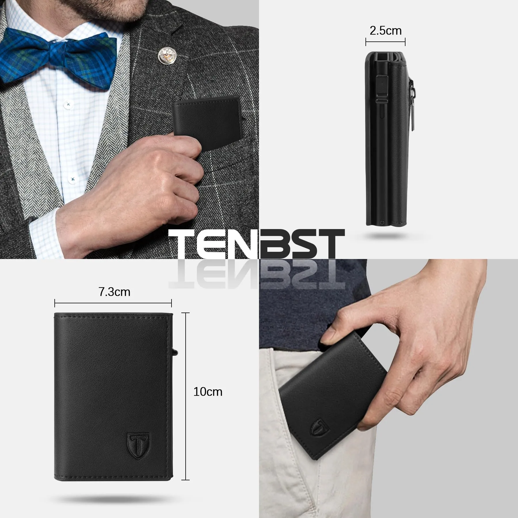 TENBST Portafoglio Uomo Slim Magnetico Portacarte con RFID - immagine 5