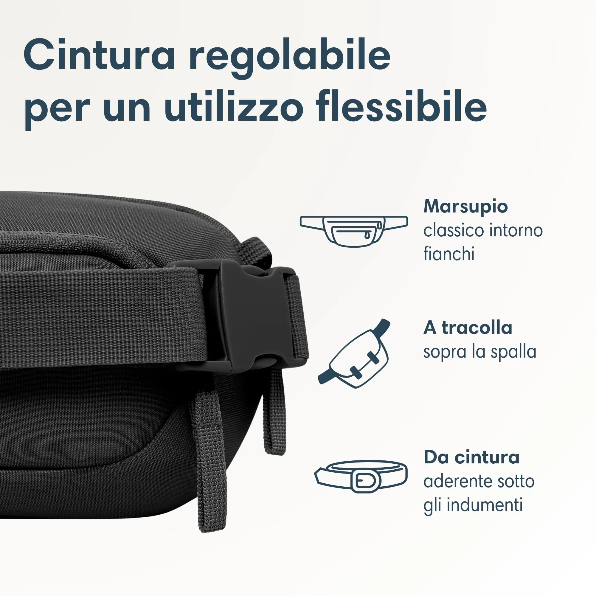 Larkson Helge Borsa da Petto Nero - Marsupio a Tracolla con Blocco RFID e Passanti Antifurto - immagine 7
