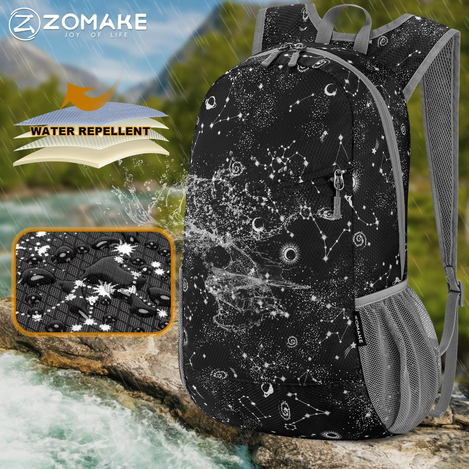 ZOMAKE Zaino Pieghevole Ultraleggero 20L (Cielo Stellato) - immagine 5