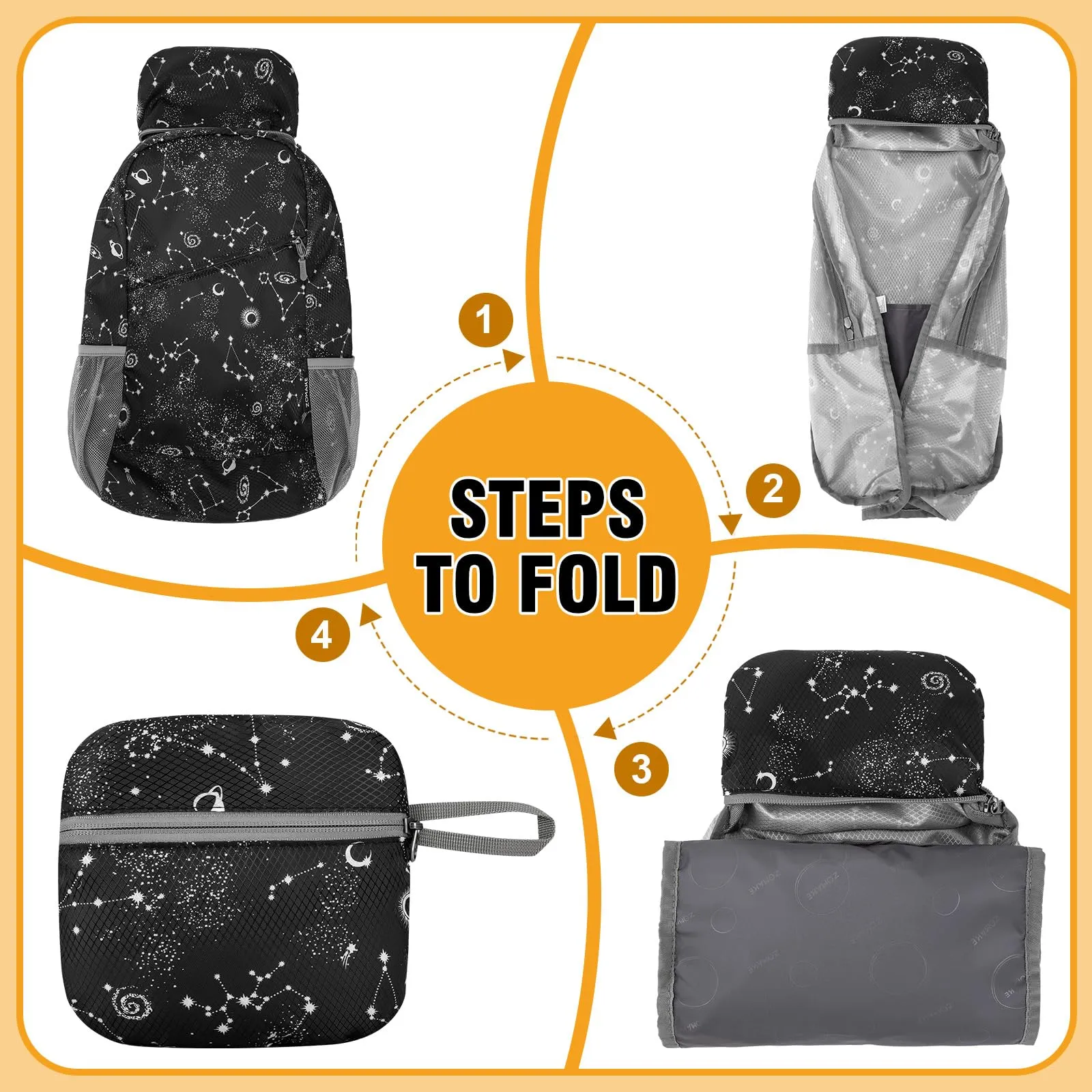 ZOMAKE Zaino Pieghevole Ultraleggero 20L (Cielo Stellato) - immagine 6