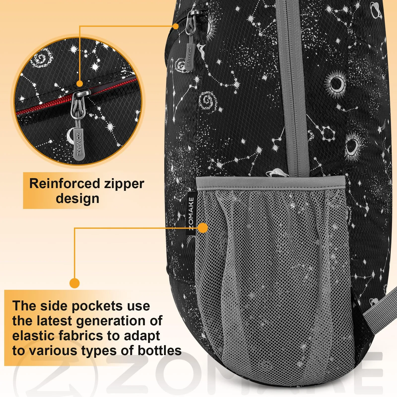 ZOMAKE Zaino Pieghevole Ultraleggero 20L (Cielo Stellato) - immagine 7