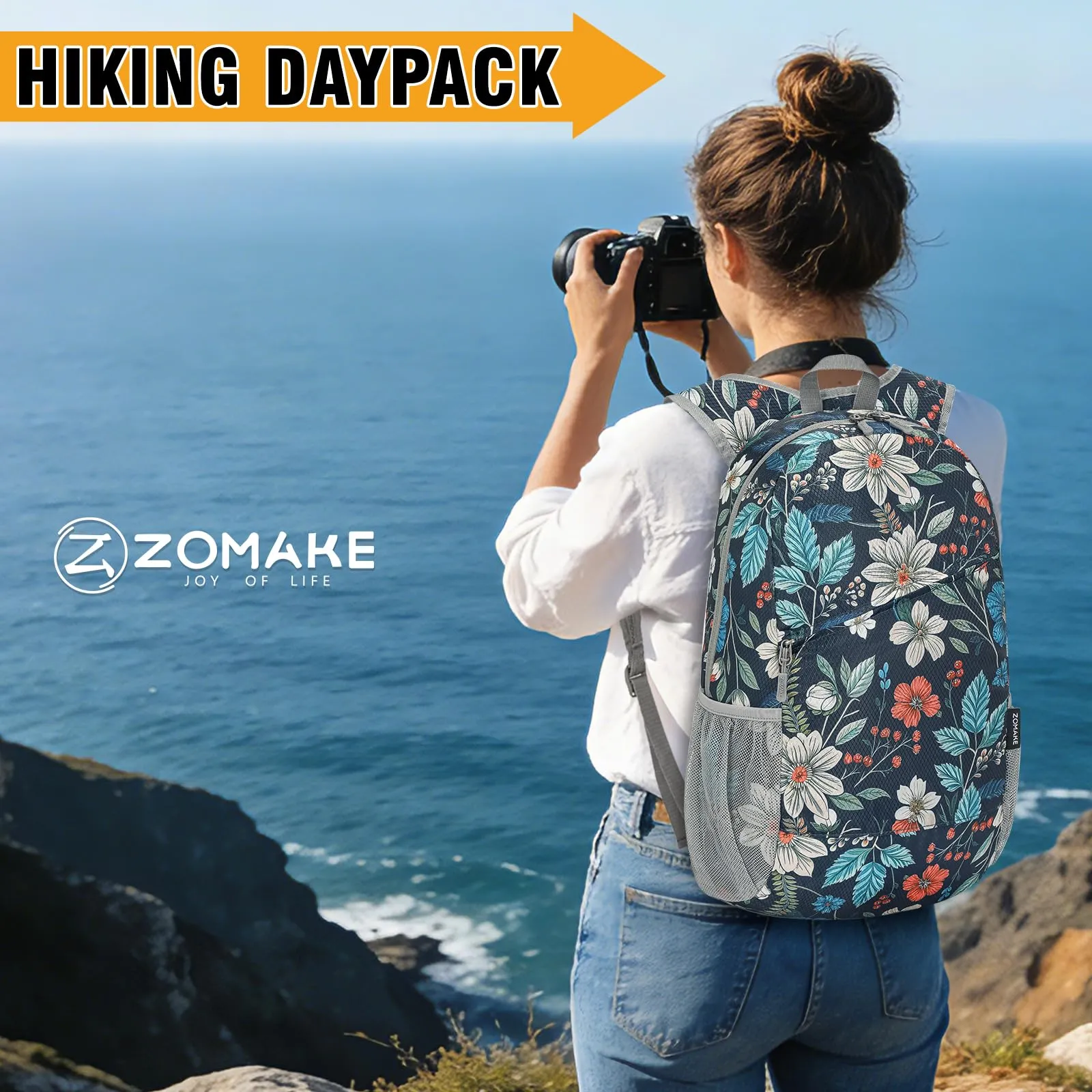 ZOMAKE Zaino Pieghevole Ultraleggero da Viaggio 20L (Fiore) - immagine 2