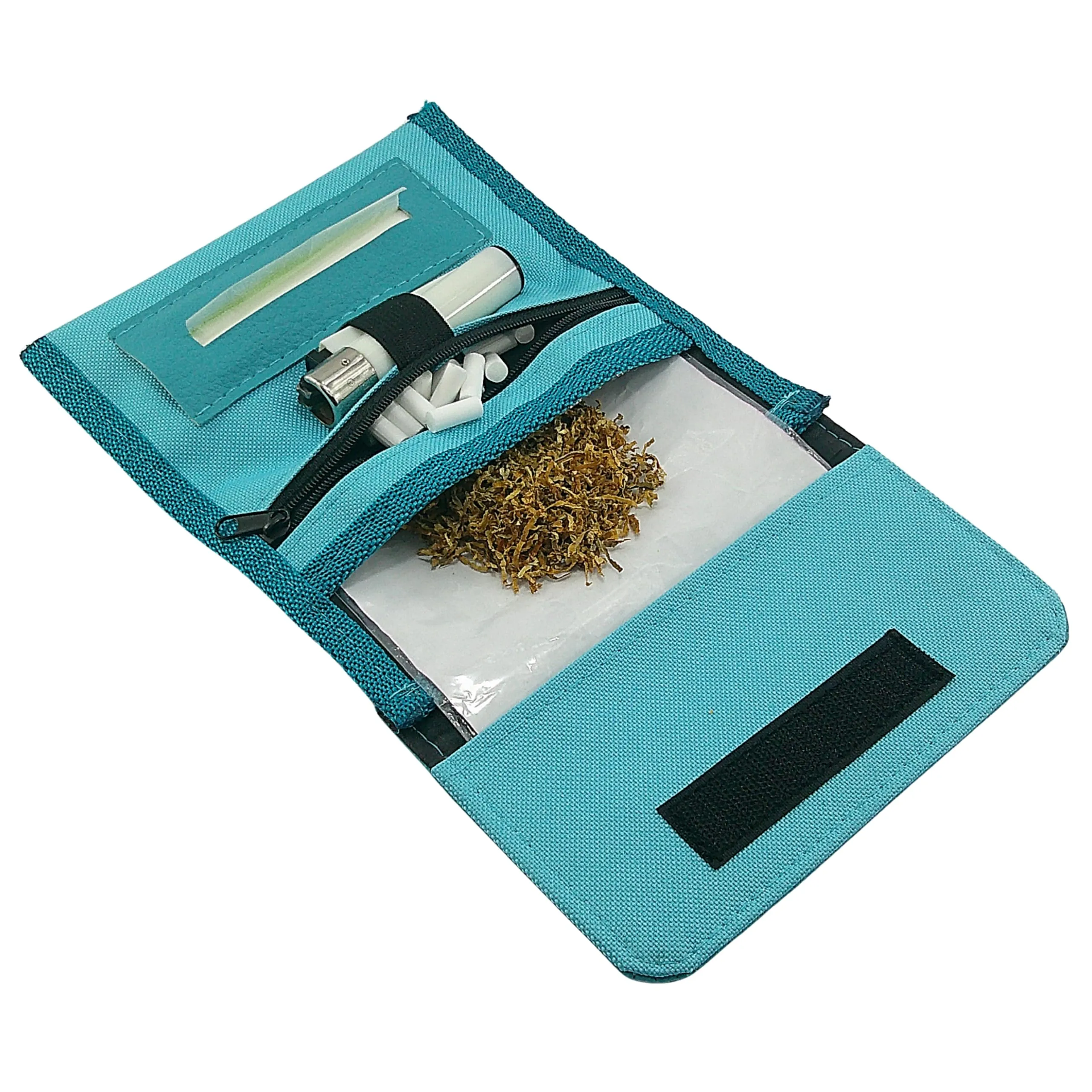 Mialand Porta Tabacco in Similpelle e Tessuto Impermeabile (Blu Turchese) - immagine 3