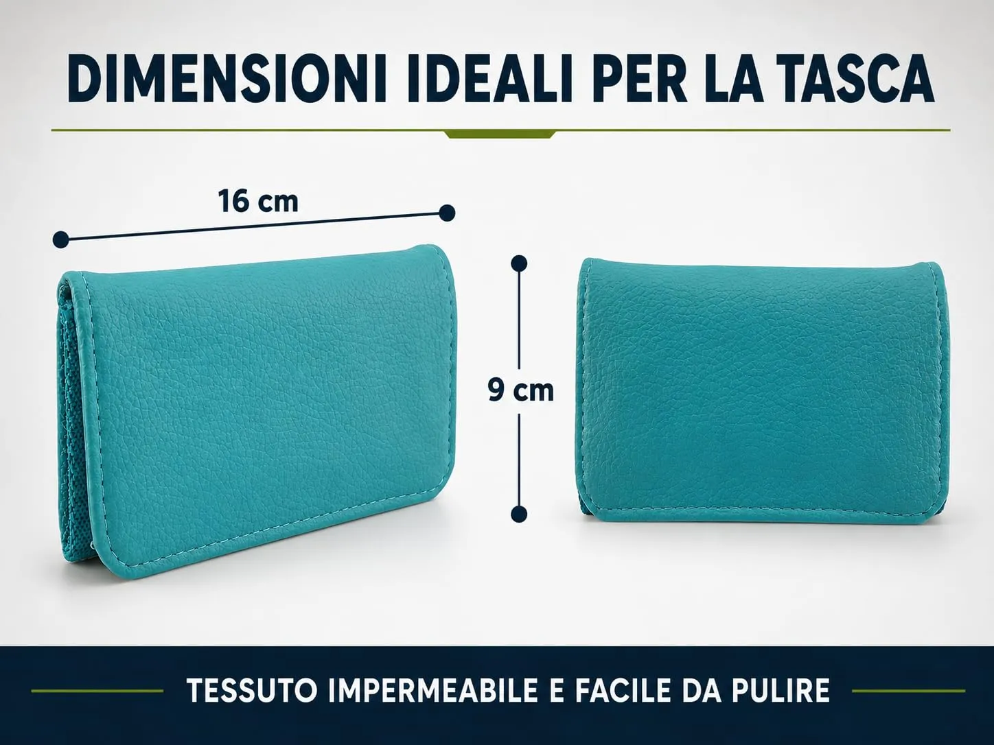 Mialand Porta Tabacco in Similpelle e Tessuto Impermeabile (Blu Turchese) - immagine 5