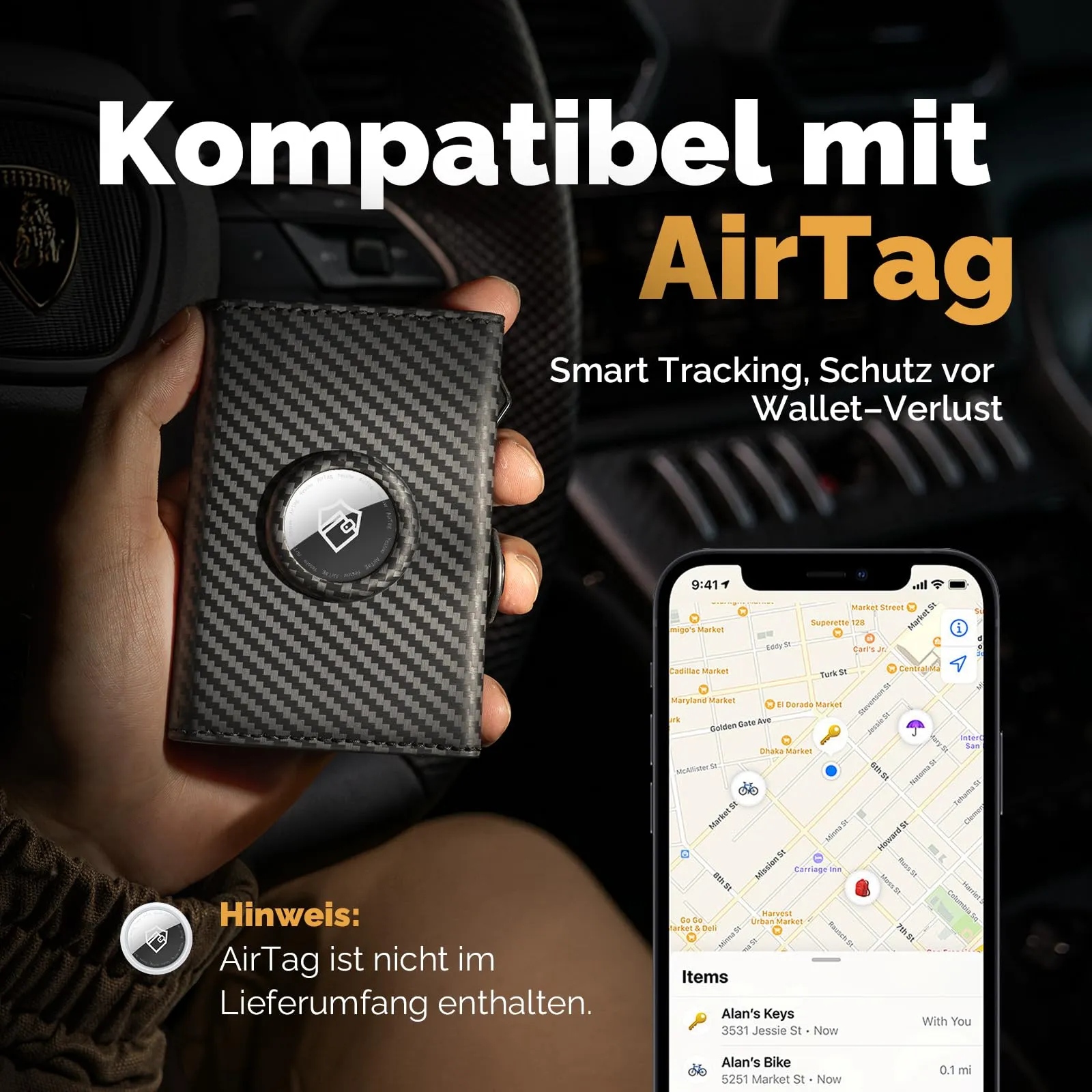 Manmaxim Portafoglio Uomo AirTag RFID Slim, Portafoglio Pop-up per 12 Carte con Scomparto Monete e 2 Finestre - immagine 5