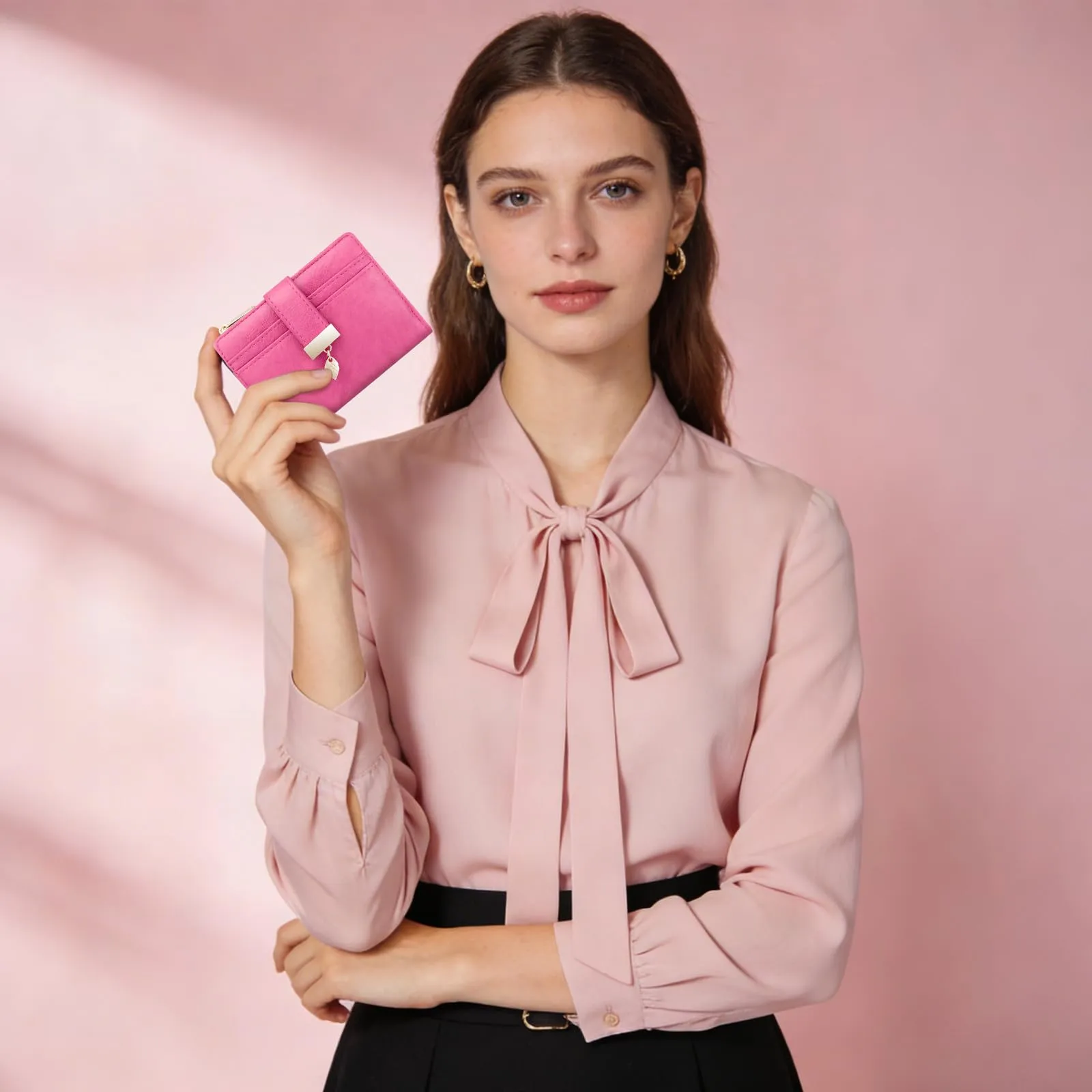 Pomelo Best Portafoglio Donna Compatto con Zip e Scomparti per Carte (Magenta) - immagine 4