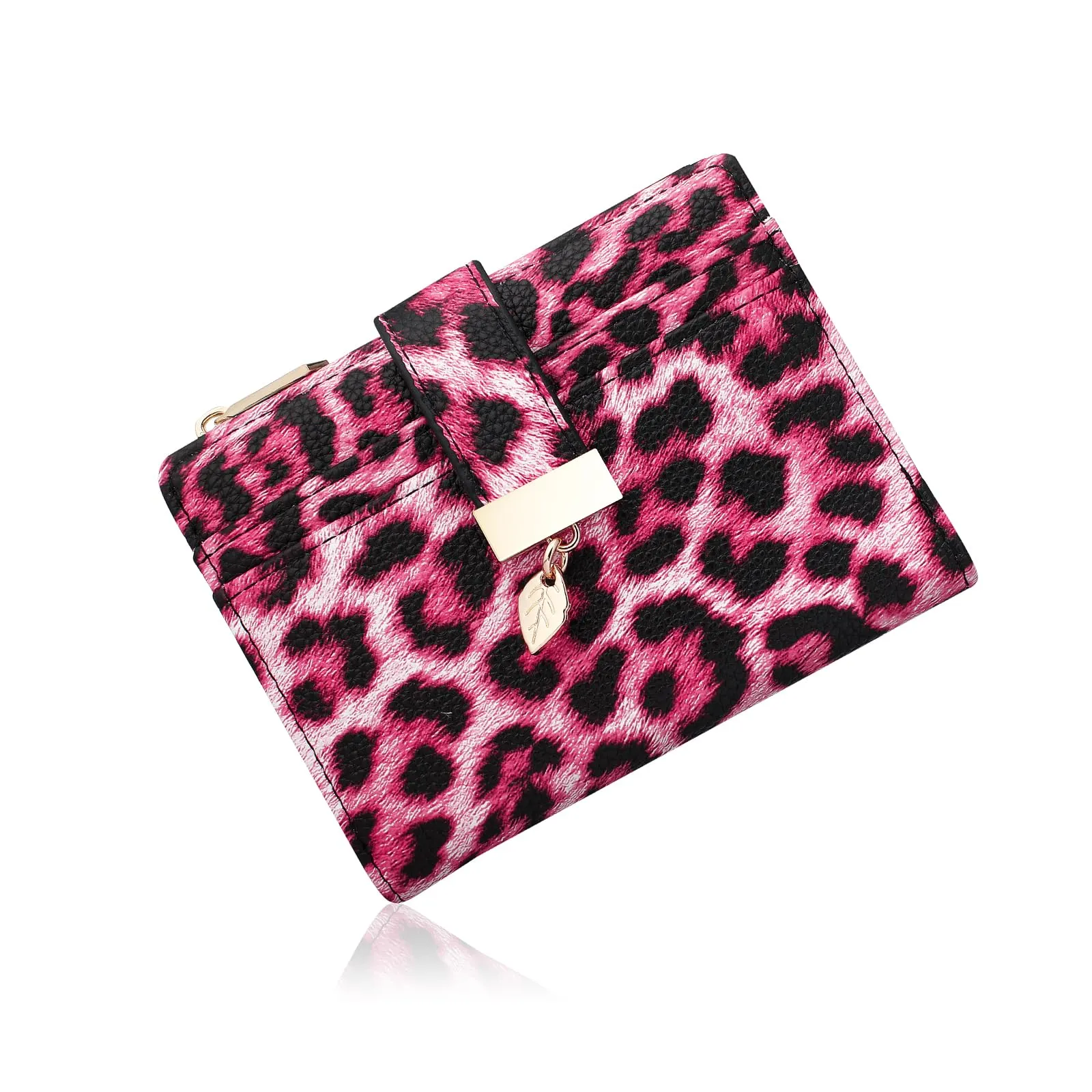 Pomelo Best Piccolo Portafoglio Donna Compatto con Zip e Scomparti per Carte (Leopardo Rosa) - immagine 1