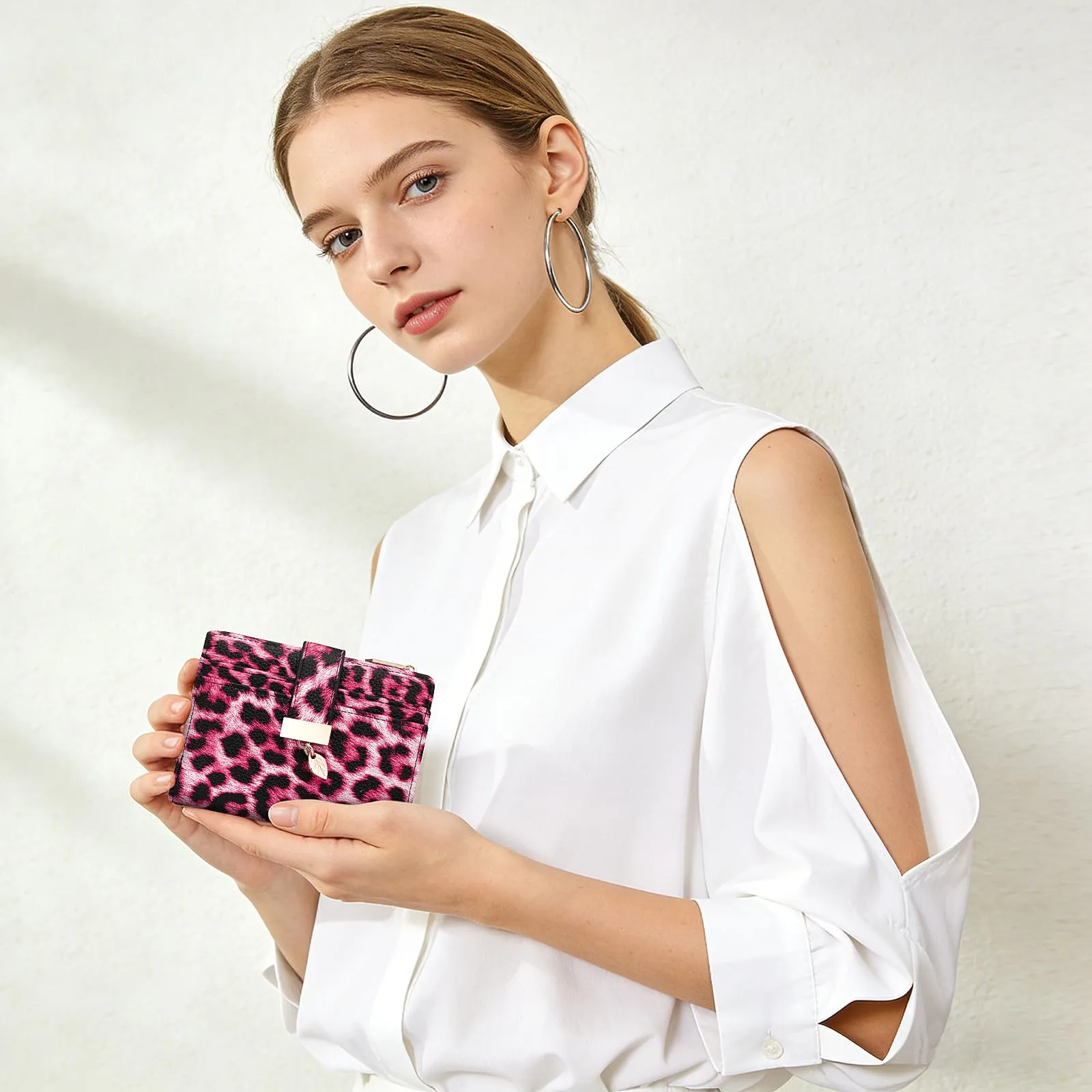 Pomelo Best Piccolo Portafoglio Donna Compatto con Zip e Scomparti per Carte (Leopardo Rosa) - immagine 6
