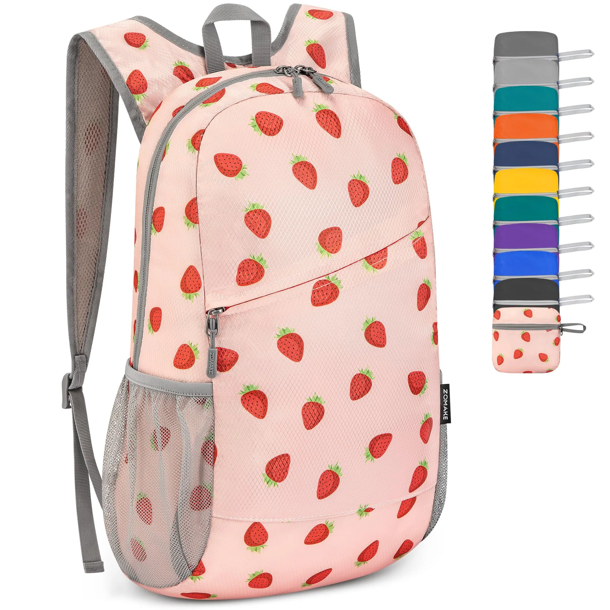 ZOMAKE Zaino Pieghevole Ultraleggero 20L da Viaggio e Trekking (Fragola) - immagine 1