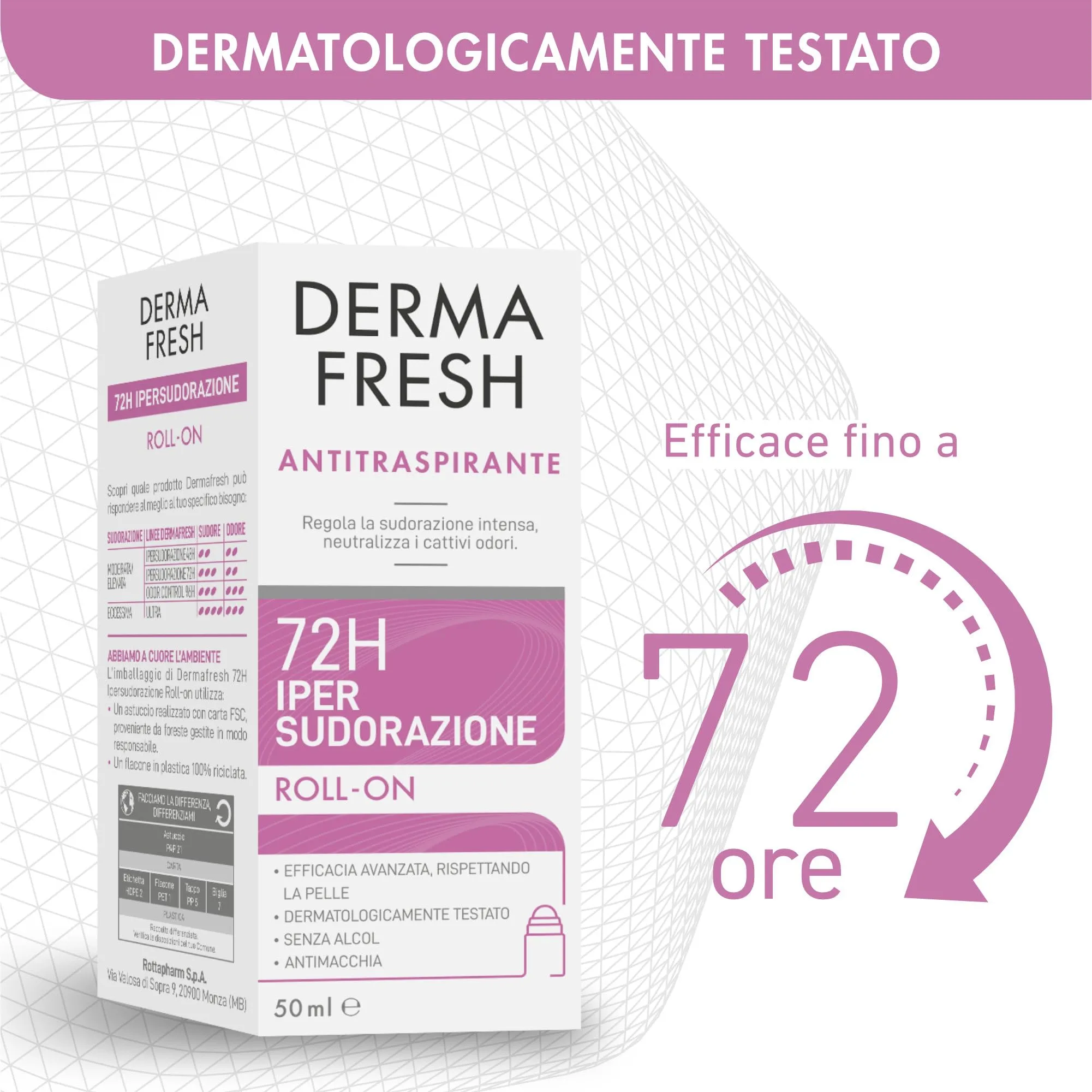 Dermafresh Iper-Sudorazione Deodorante Antitraspirante Roll-On, 50 ml - immagine 3