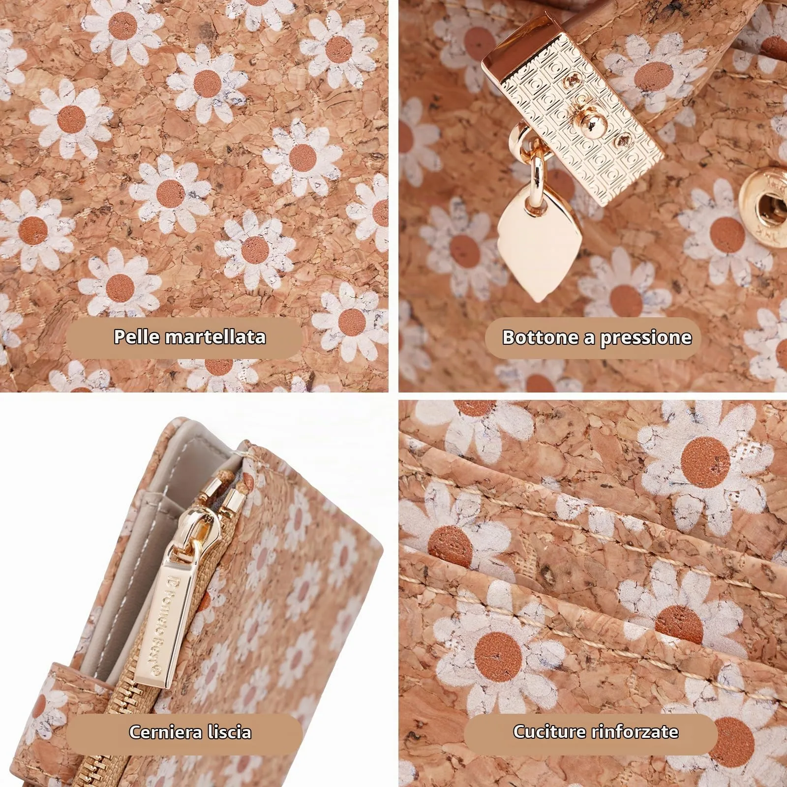Pomelo Best Portafoglio Donna Compatto con Zip e Scomparti per Carte (Margheritine) - immagine 3