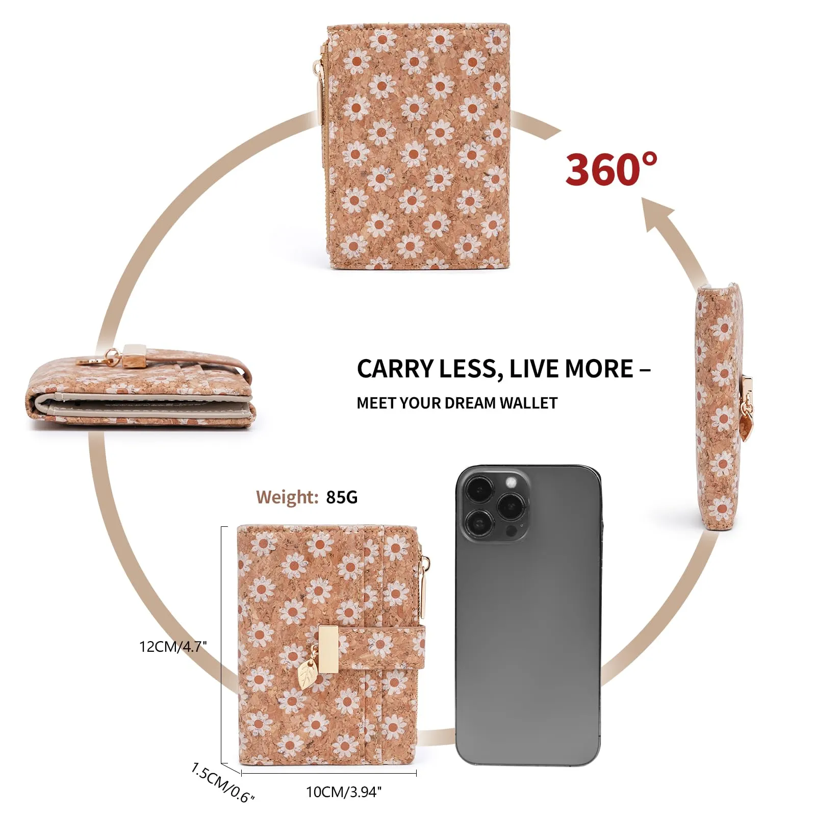 Pomelo Best Portafoglio Donna Compatto con Zip e Scomparti per Carte (Margheritine) - immagine 5