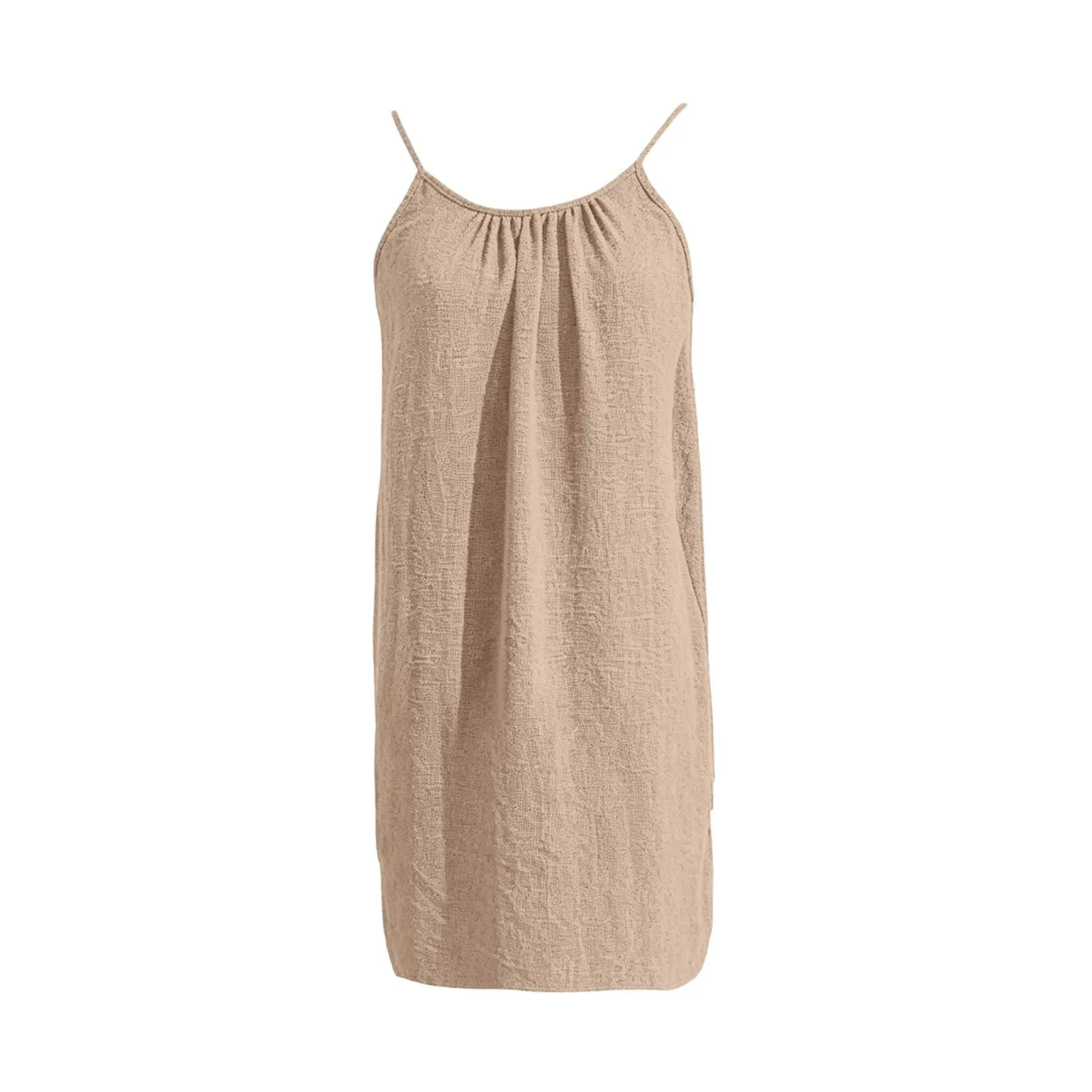Generico Vestito Lungo Estivo Donna Senza Maniche, Beige - immagine 5