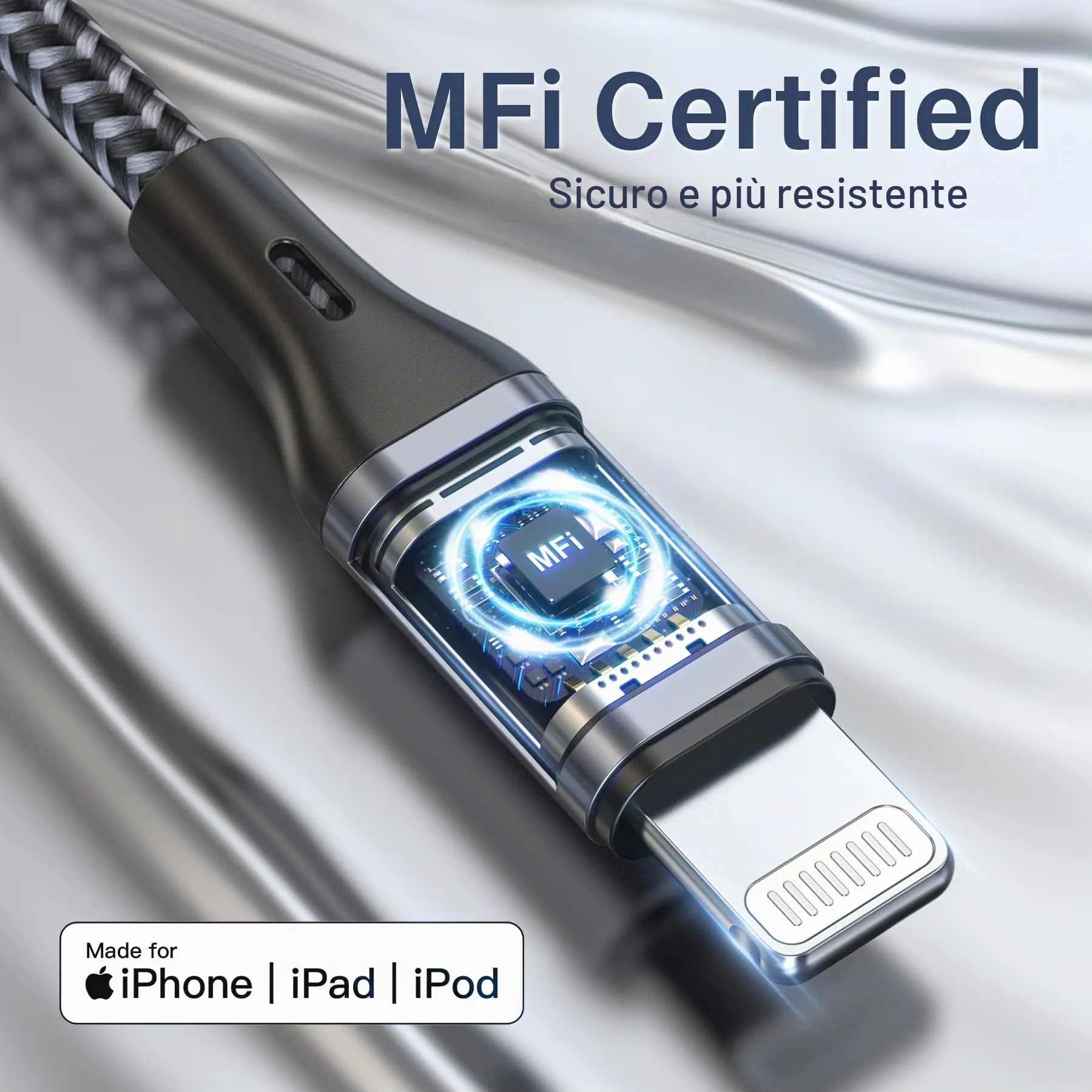 RAVIAD Cavo iPhone 1.2M Certificato MFi Carica Rapida - immagine 2