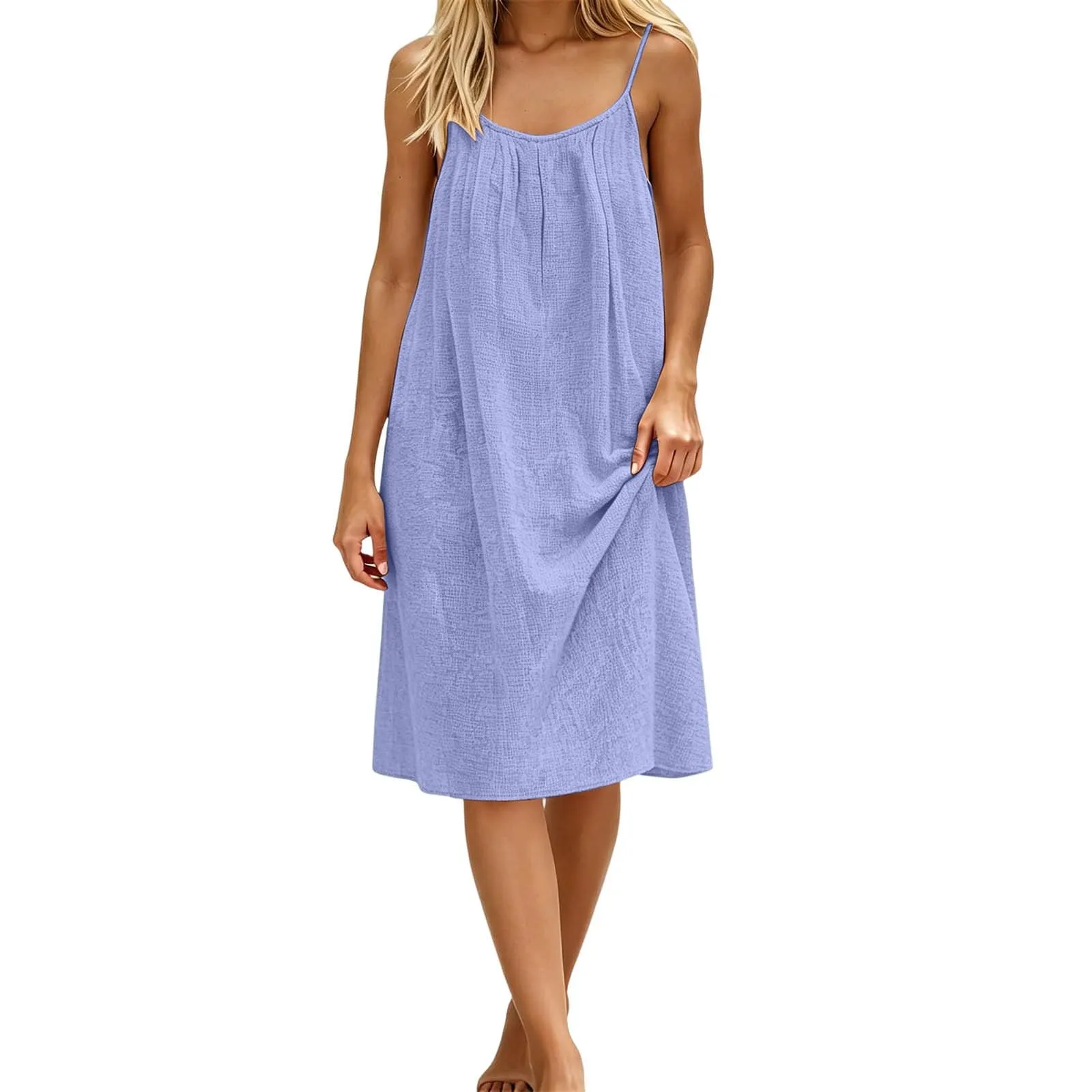 Generico Vestito Lungo Estivo Donna Senza Maniche, Viola - immagine 6
