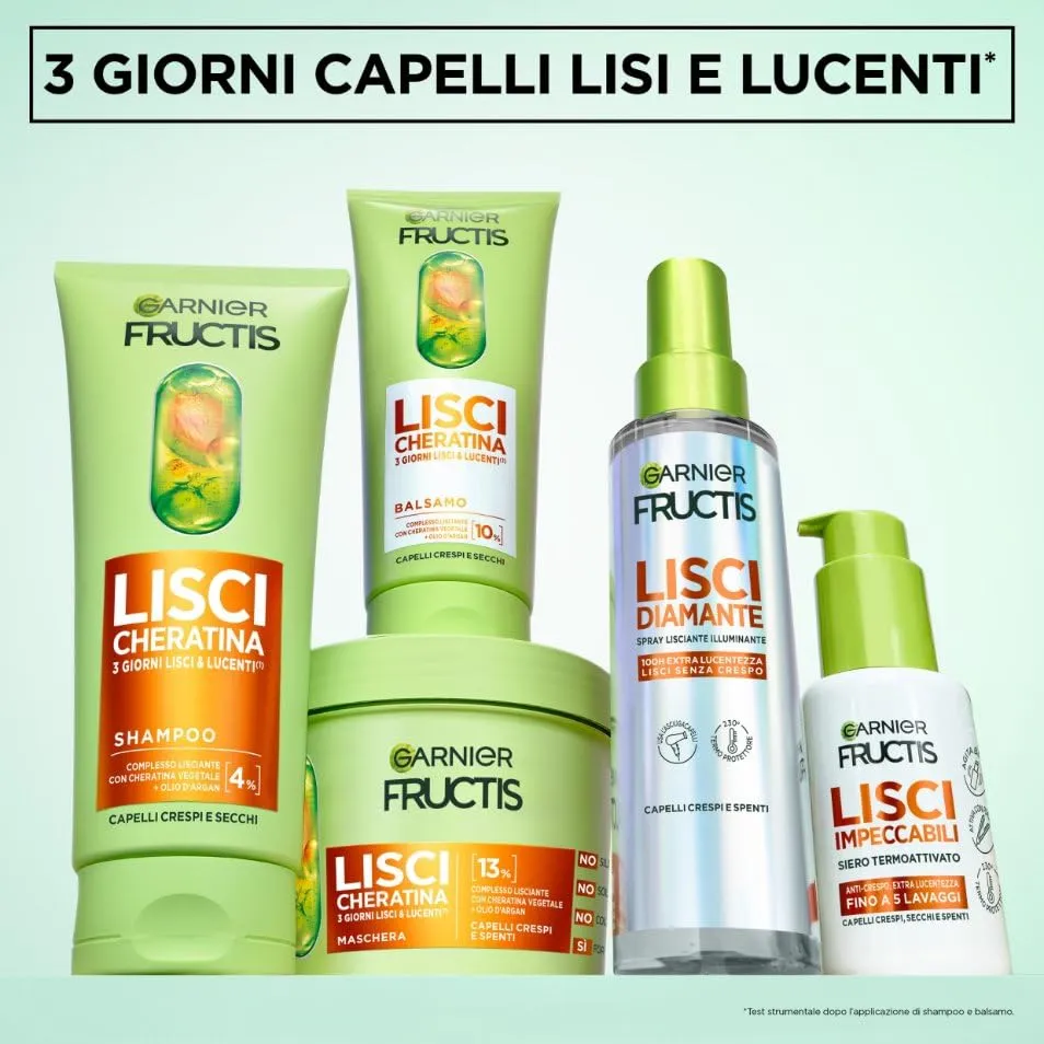 Garnier Fructis Maschera Lisci Cheratina con Olio di Argan, Effetto Anti-Crespo, 370 ml - immagine 4