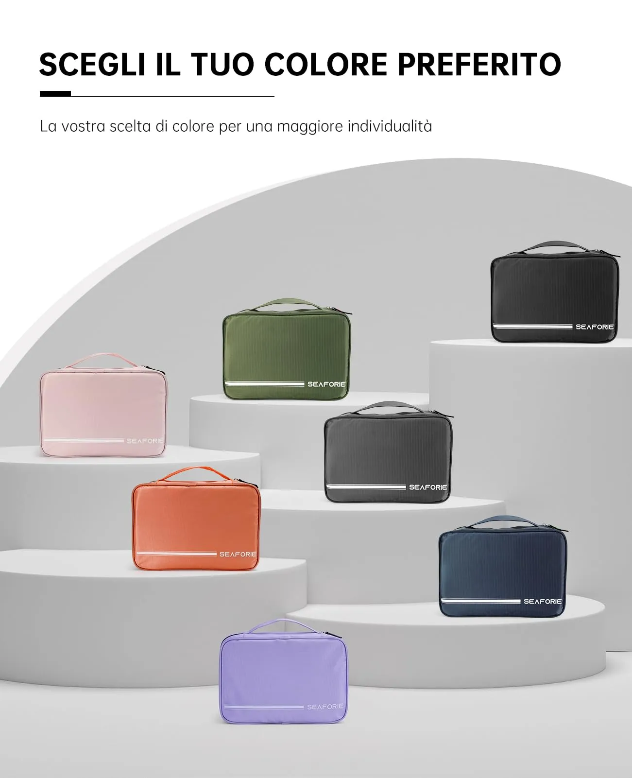 Seaforie Beauty Case da Viaggio per Uomo e Donna, Viola, 28,5 * 19,3 * 12,3 cm - immagine 7
