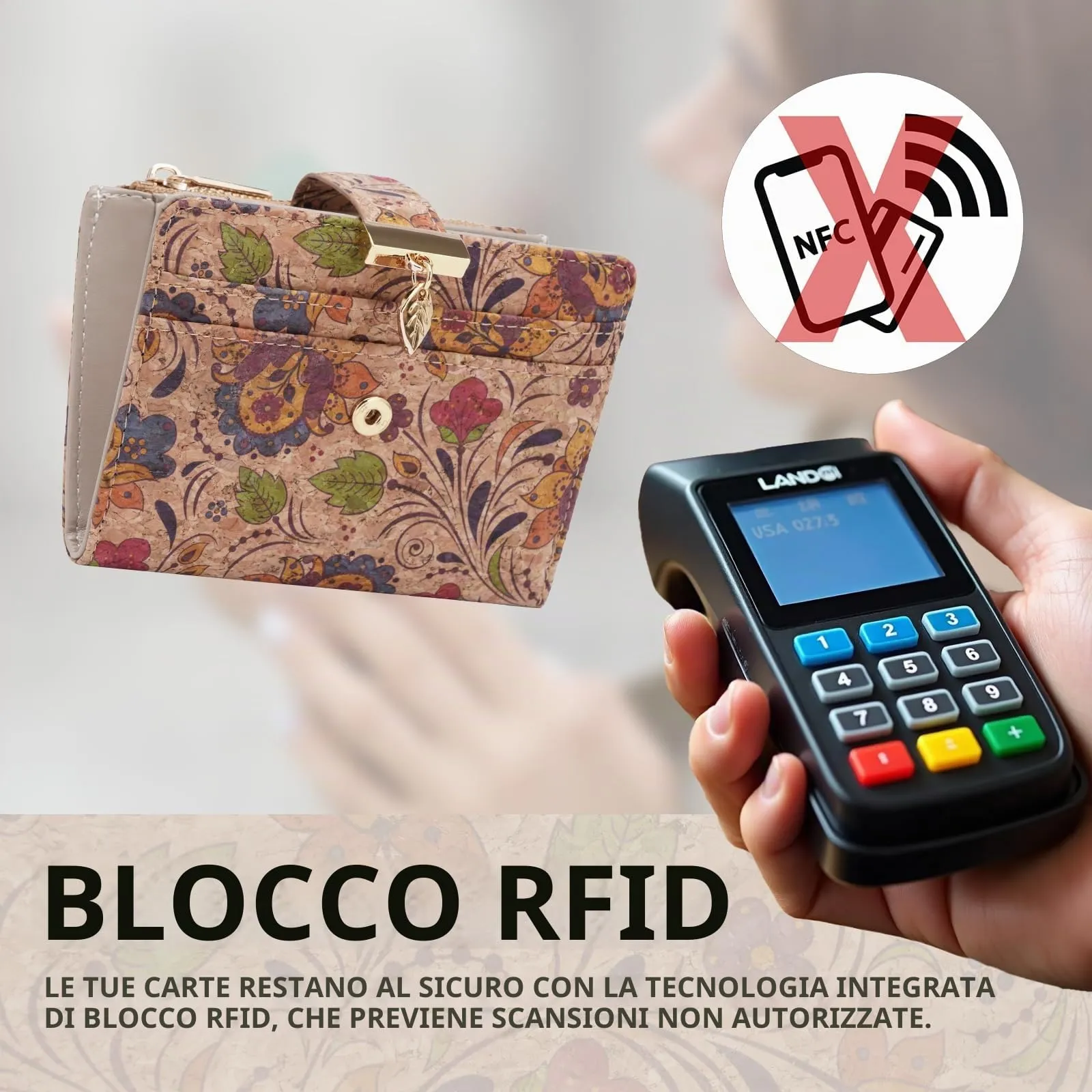 Pomelo Best Piccolo Portafoglio Donna con Zip, Scomparti per Carte e Finestra Porta Documenti (Splendore Fiorito) - immagine 3