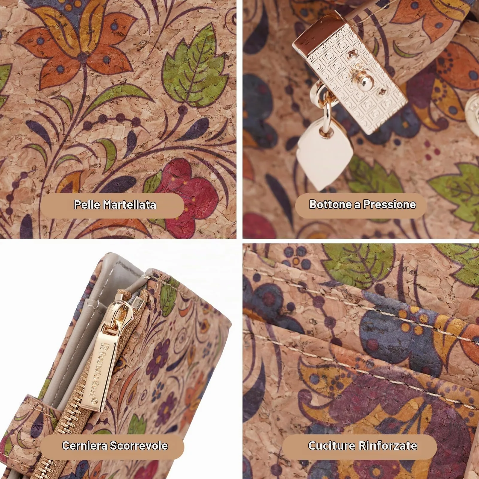 Pomelo Best Piccolo Portafoglio Donna con Zip, Scomparti per Carte e Finestra Porta Documenti (Splendore Fiorito) - immagine 4