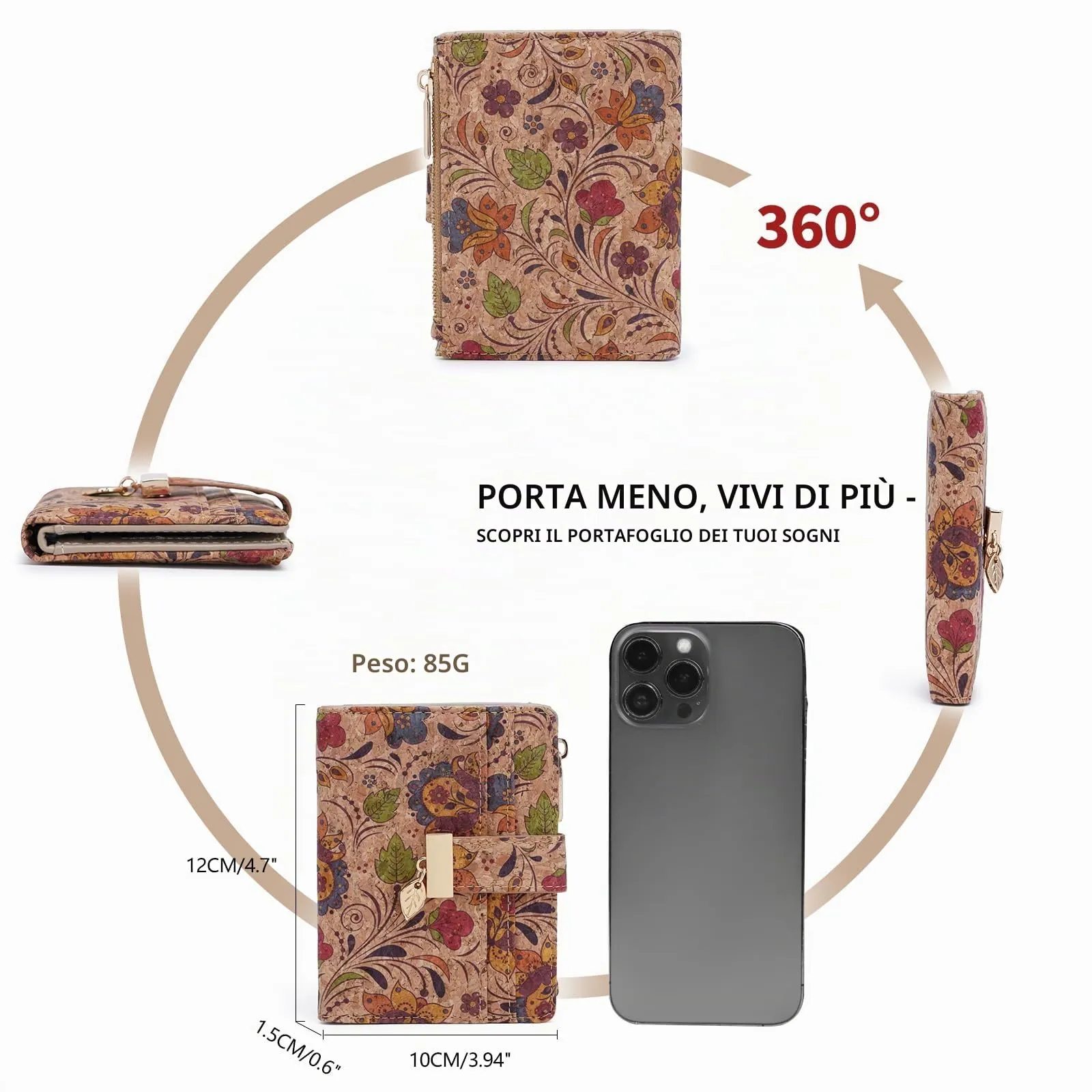 Pomelo Best Piccolo Portafoglio Donna con Zip, Scomparti per Carte e Finestra Porta Documenti (Splendore Fiorito) - immagine 5