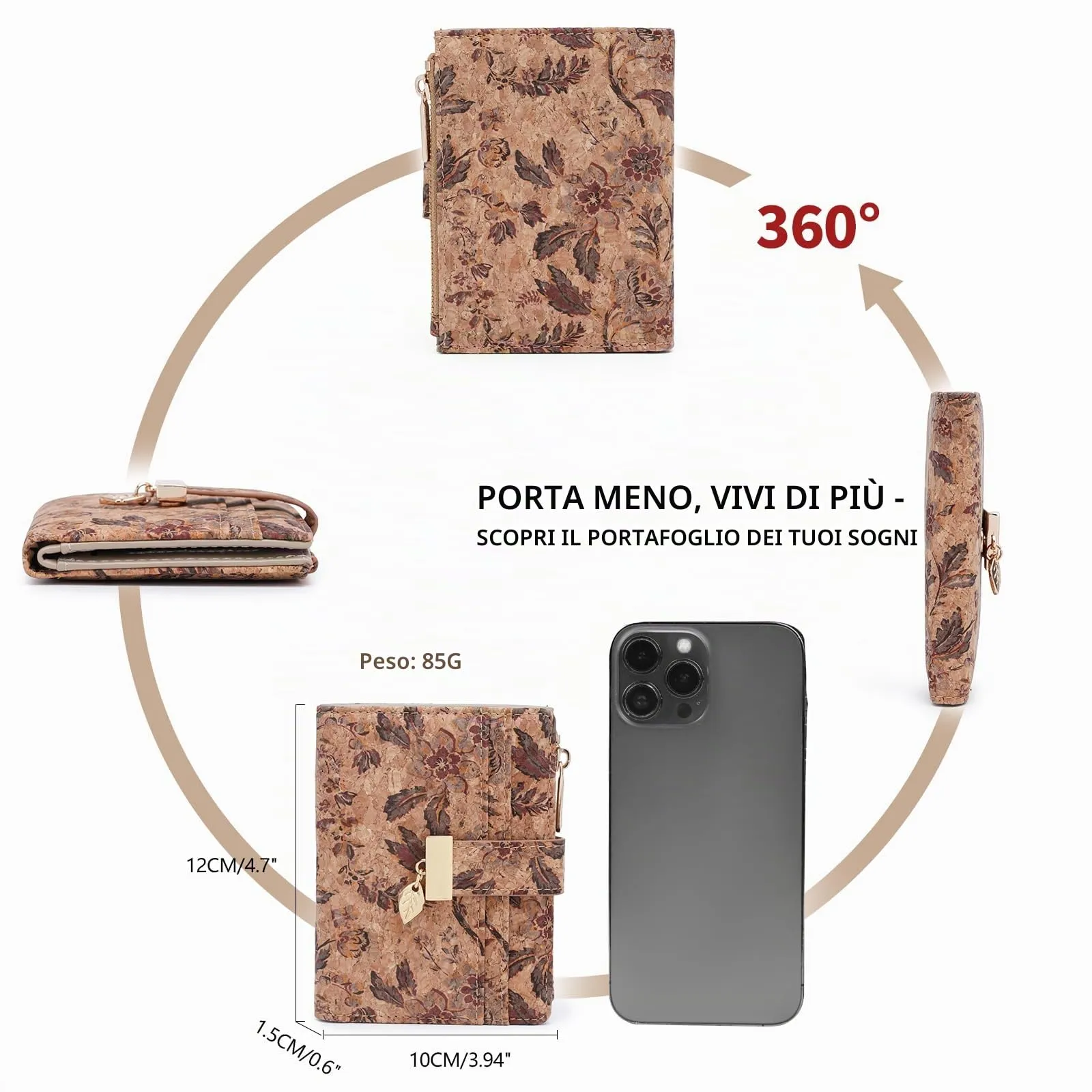 Pomelo Best Portafoglio Donna Compatto con Zip (Fiori Violetti) - immagine 4
