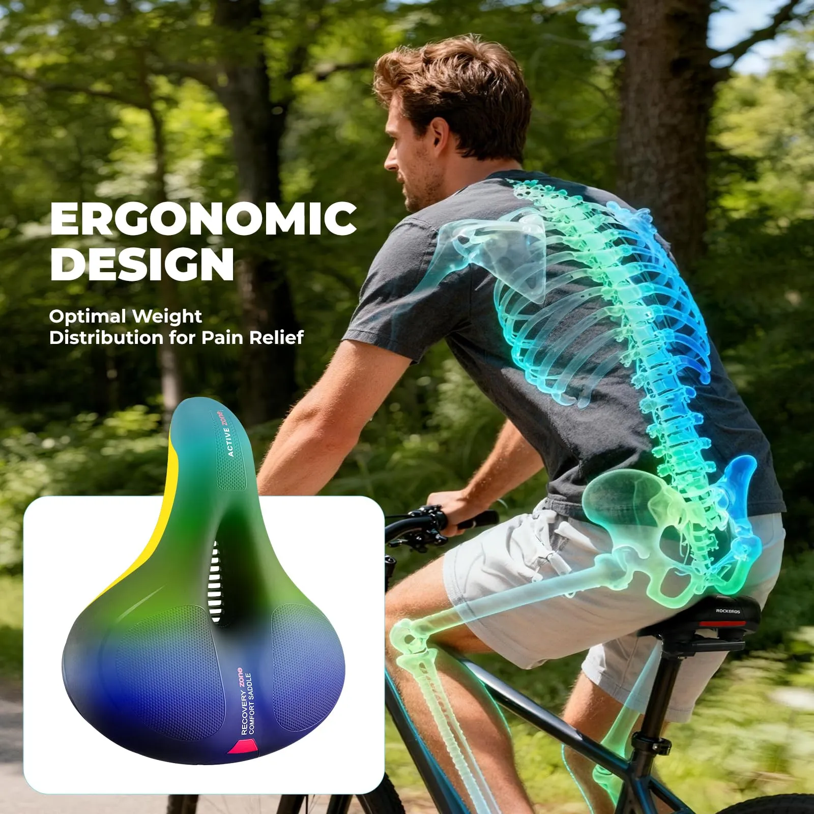 ROCKBROS Sella Bici Ergonomica in Gel per MTB e Bicicletta - immagine 4