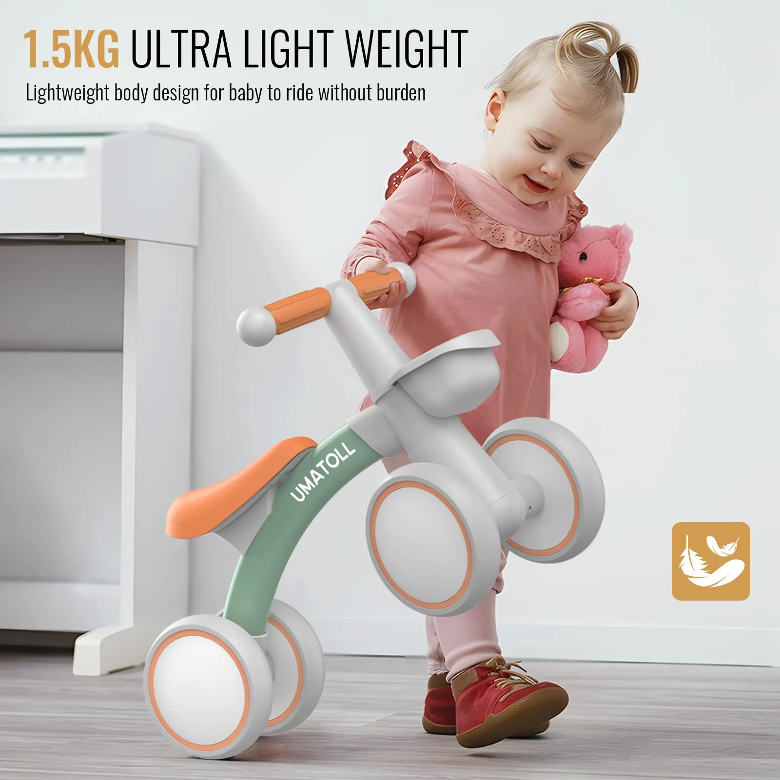 Umatoll Bici Senza Pedali per Bambini 1-2 Anni, Verde - immagine 5