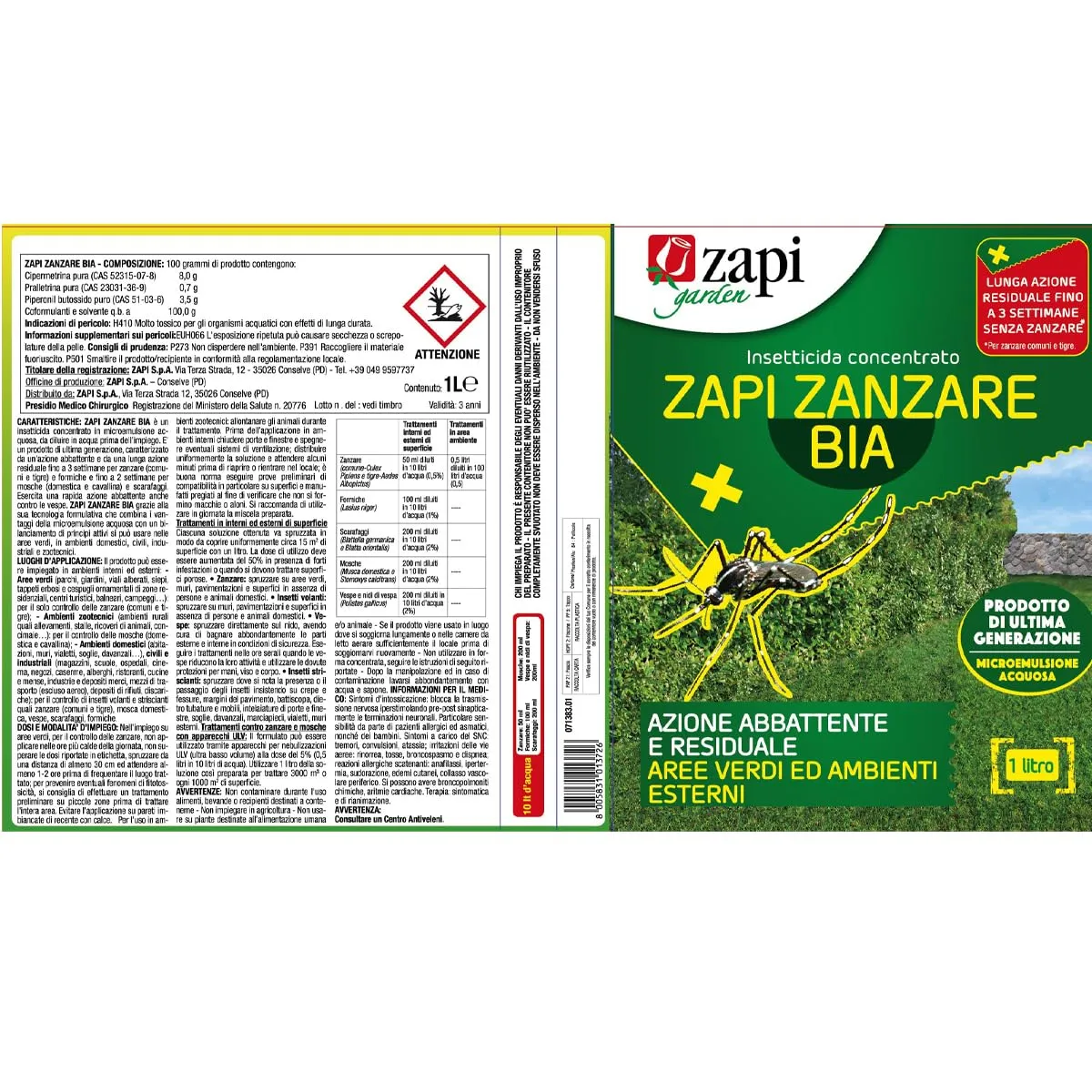 Zapi Garden Bia Verde Insetticida Concentrato per Zanzare, 1 Litro - immagine 4