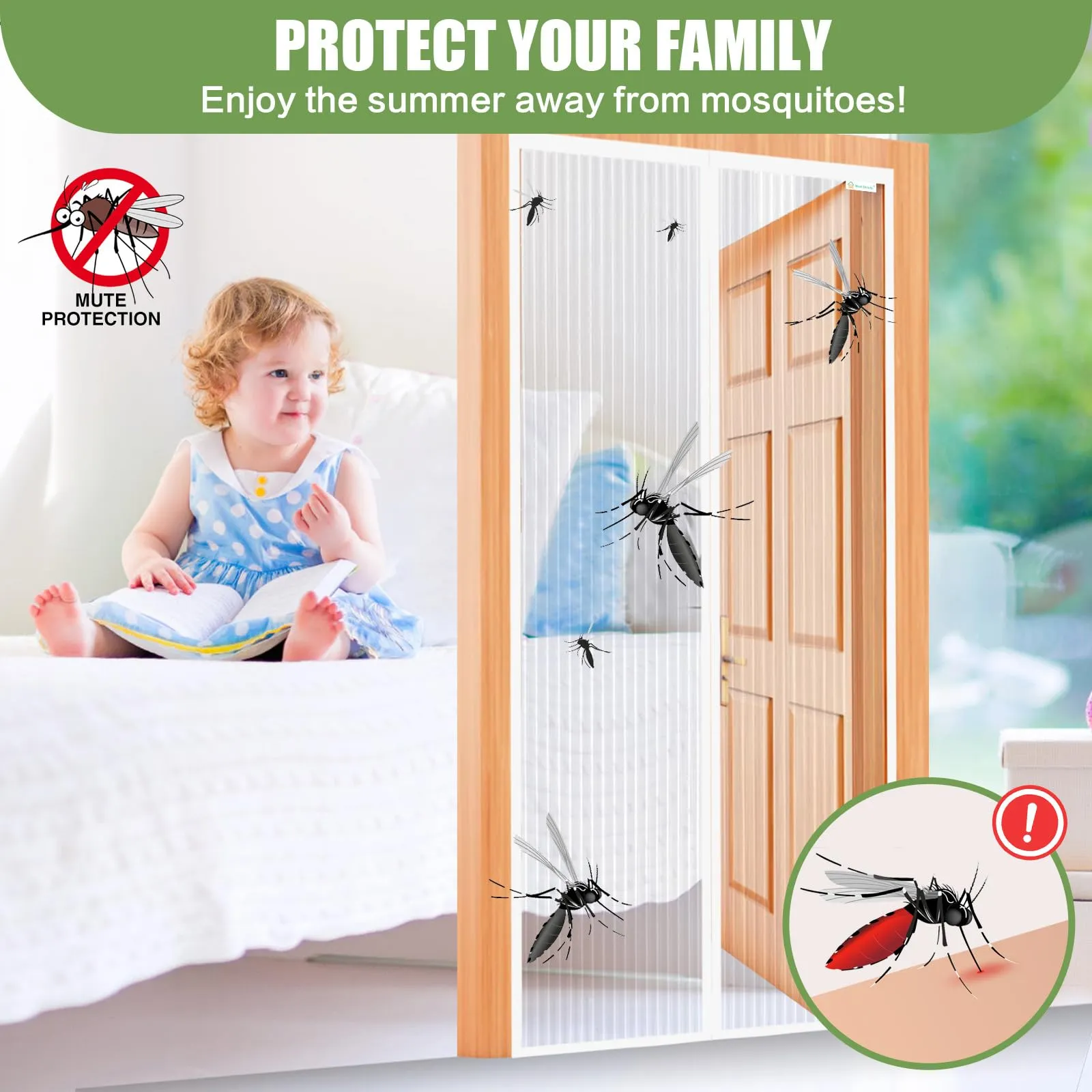 Meet Beauty Zanzariera Magnetica per Porte, 110 x 170 cm, Bianco - immagine 2