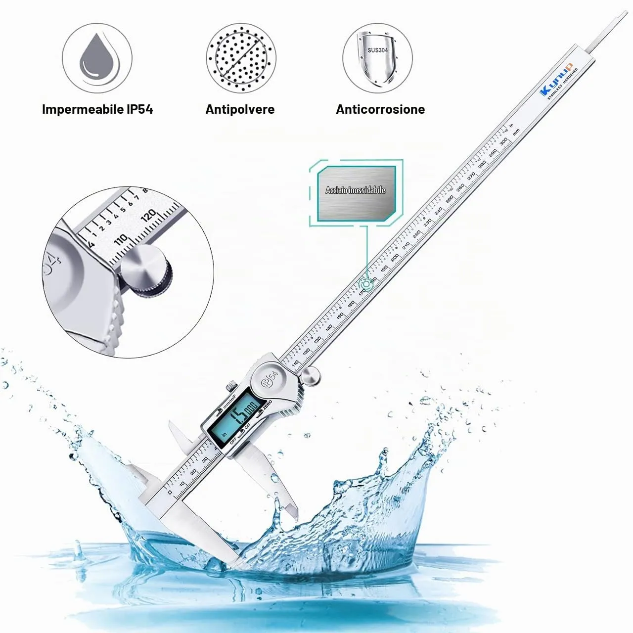 Kynup Calibro Digitale 300 mm in Acciaio Inox IP54 - immagine 2