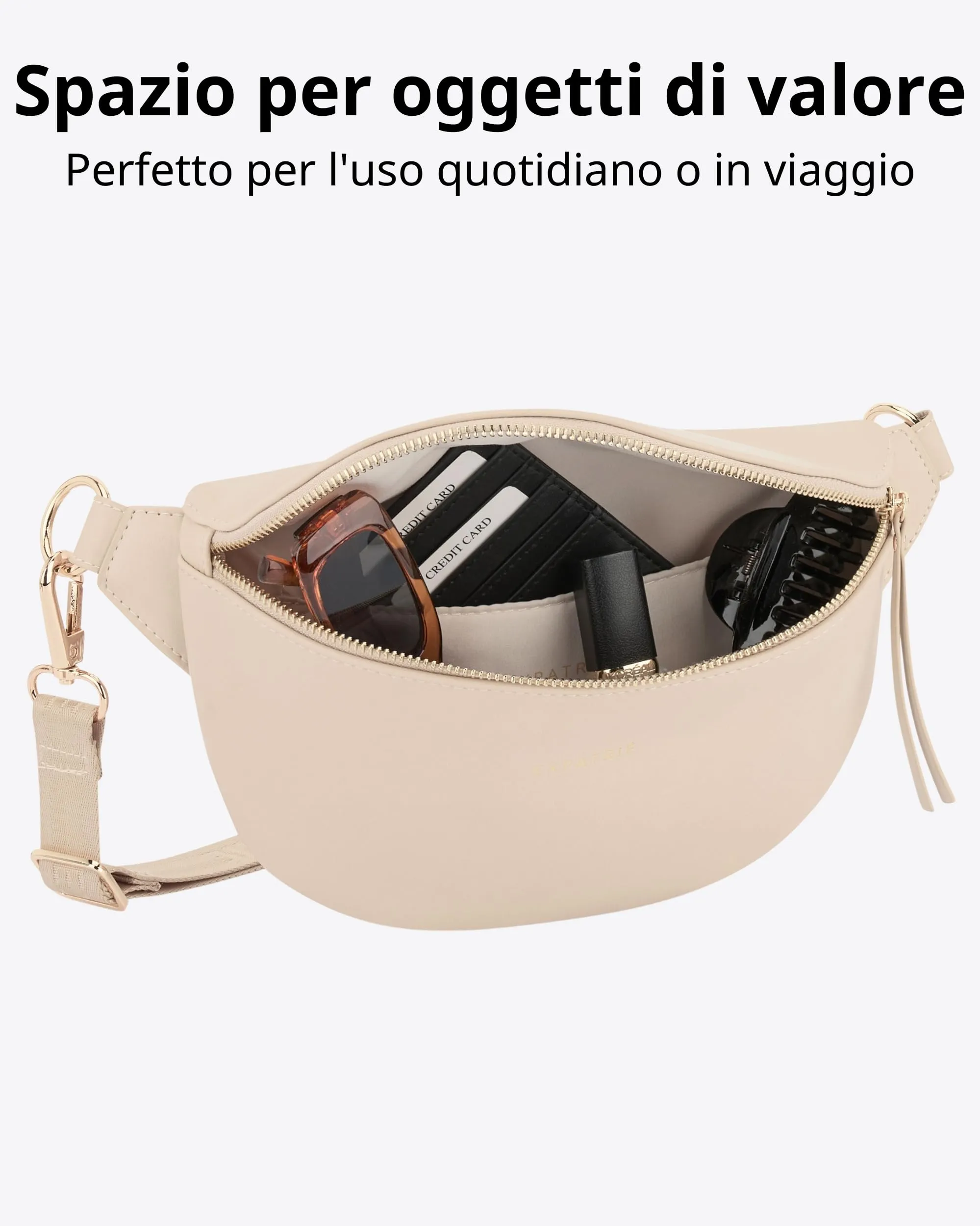 Expatrié Alice Small Marsupio Donna Beige in Pelle Vegana - immagine 4