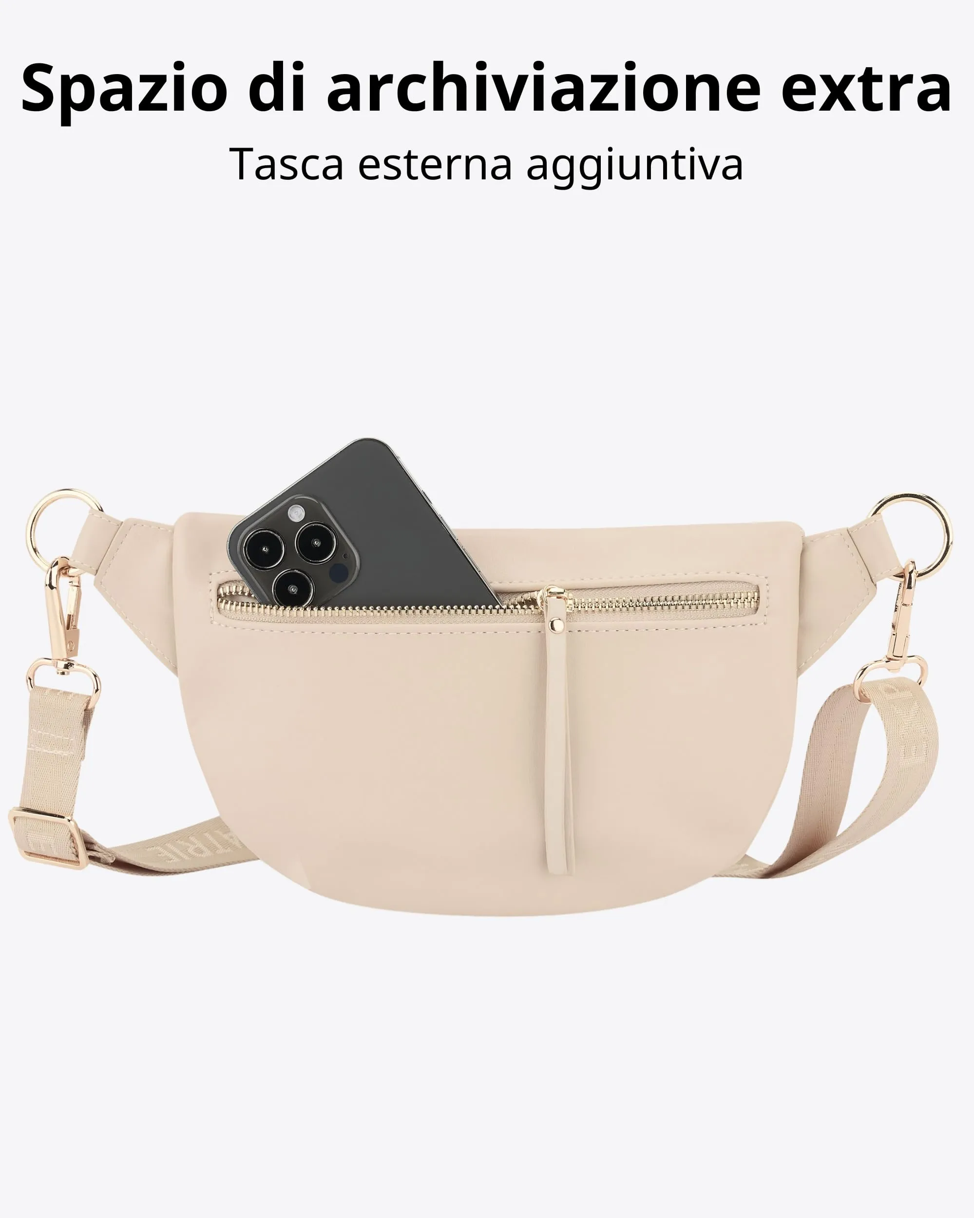 Expatrié Alice Small Marsupio Donna Beige in Pelle Vegana - immagine 5