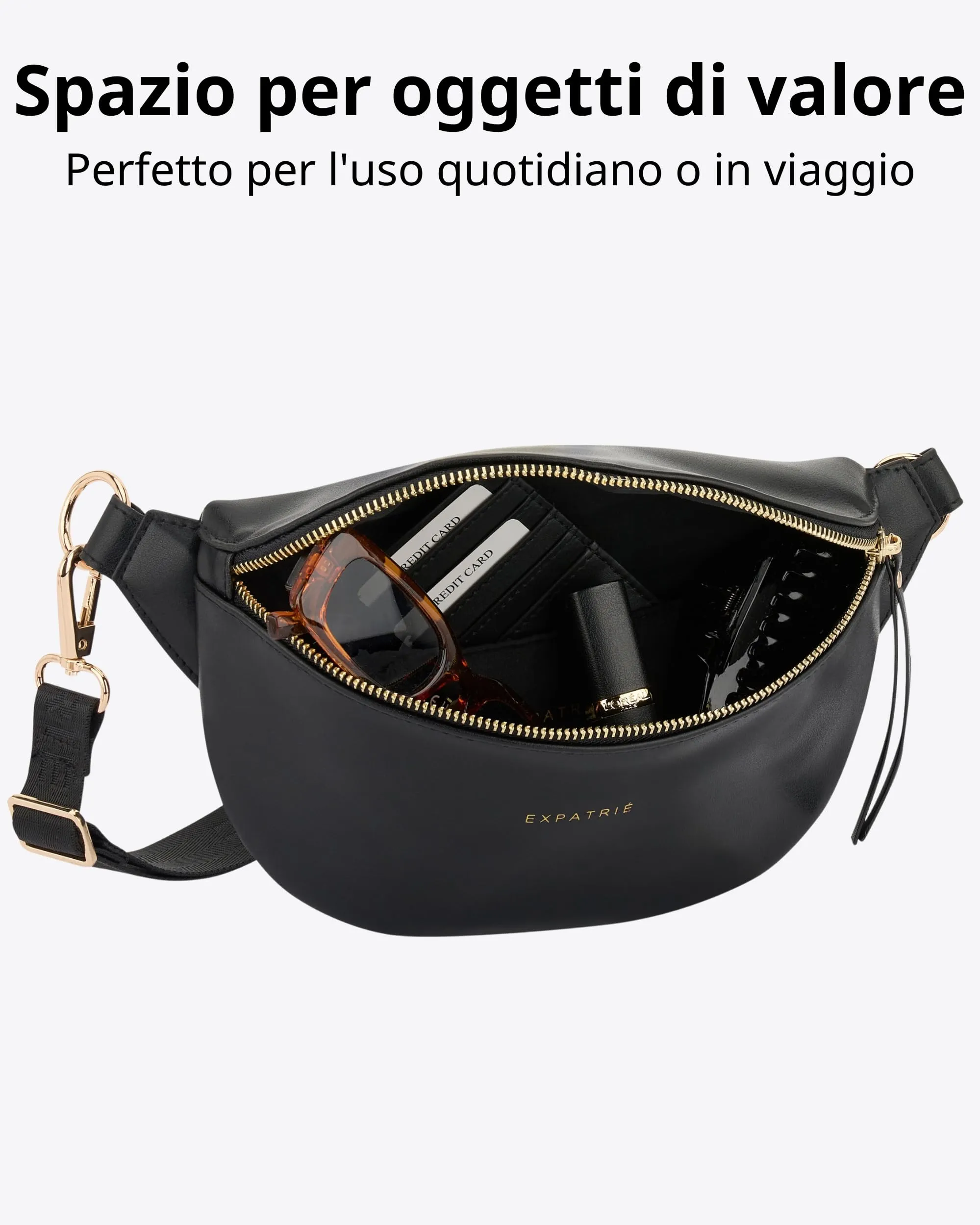 Expatrié Alice Small Marsupio Donna Nero in Pelle Vegana - immagine 5