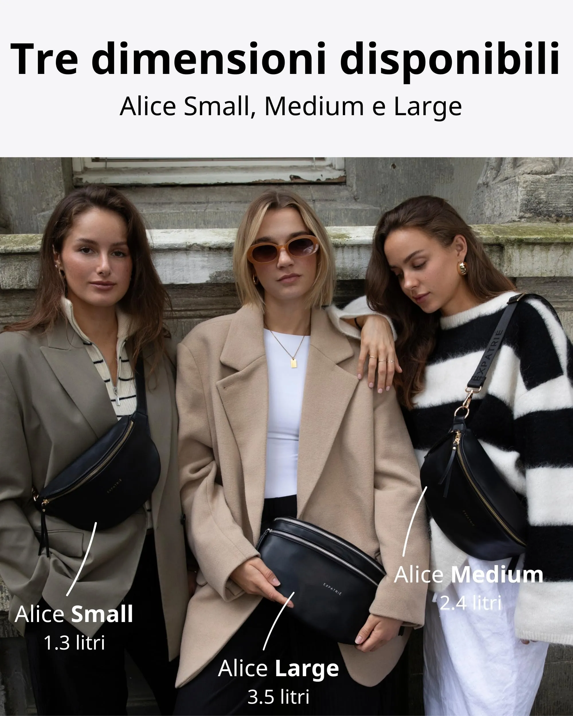 Expatrié Alice Small Marsupio Donna Nero in Pelle Vegana - immagine 9