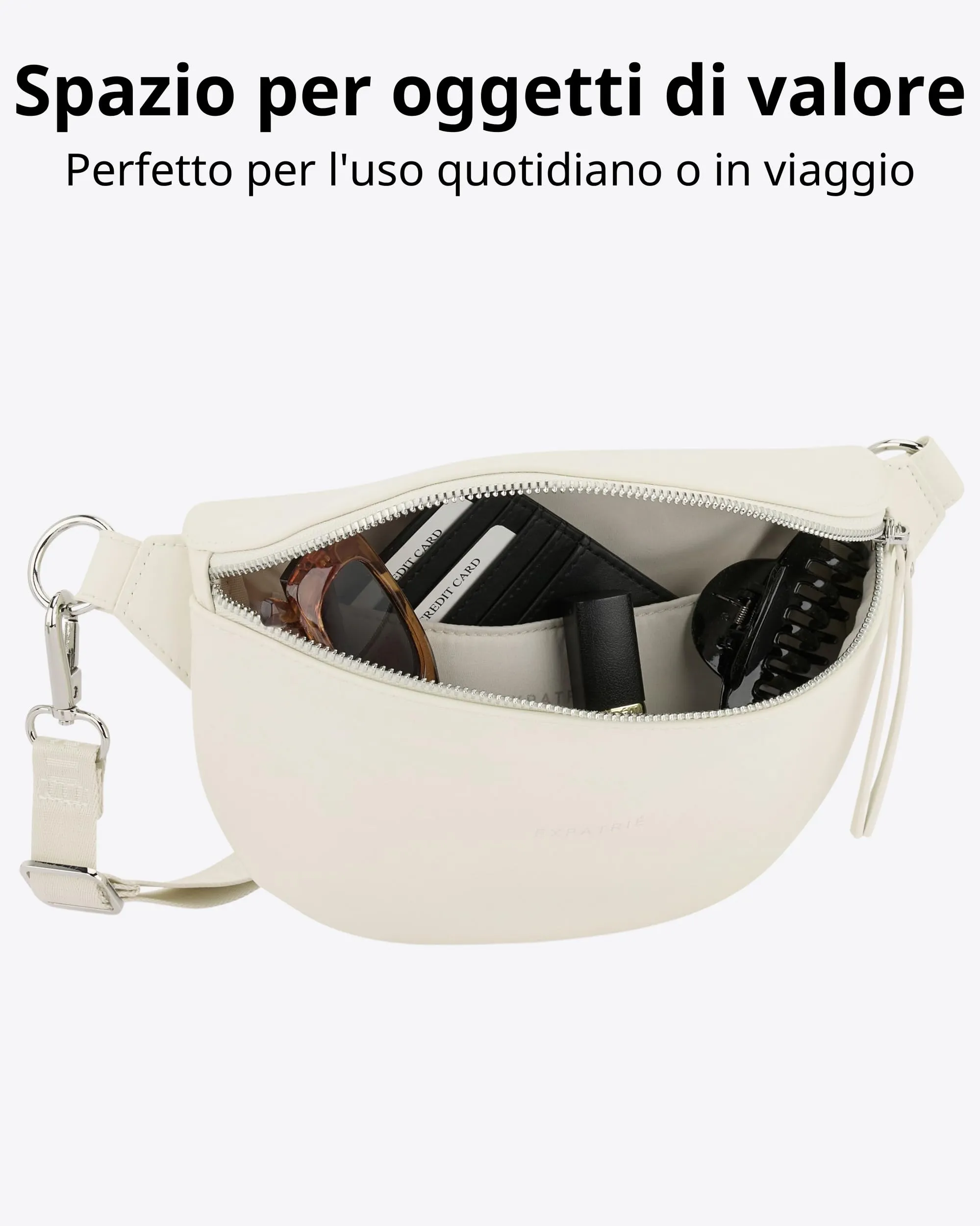 Expatrié Alice Small Marsupio Donna, Pelle Vegana, Creme - immagine 5