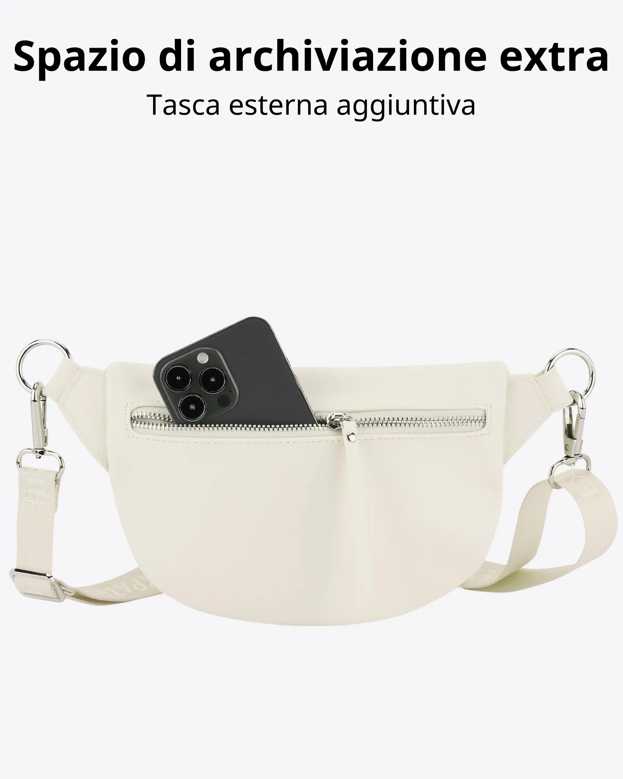 Expatrié Alice Small Marsupio Donna, Pelle Vegana, Creme - immagine 6