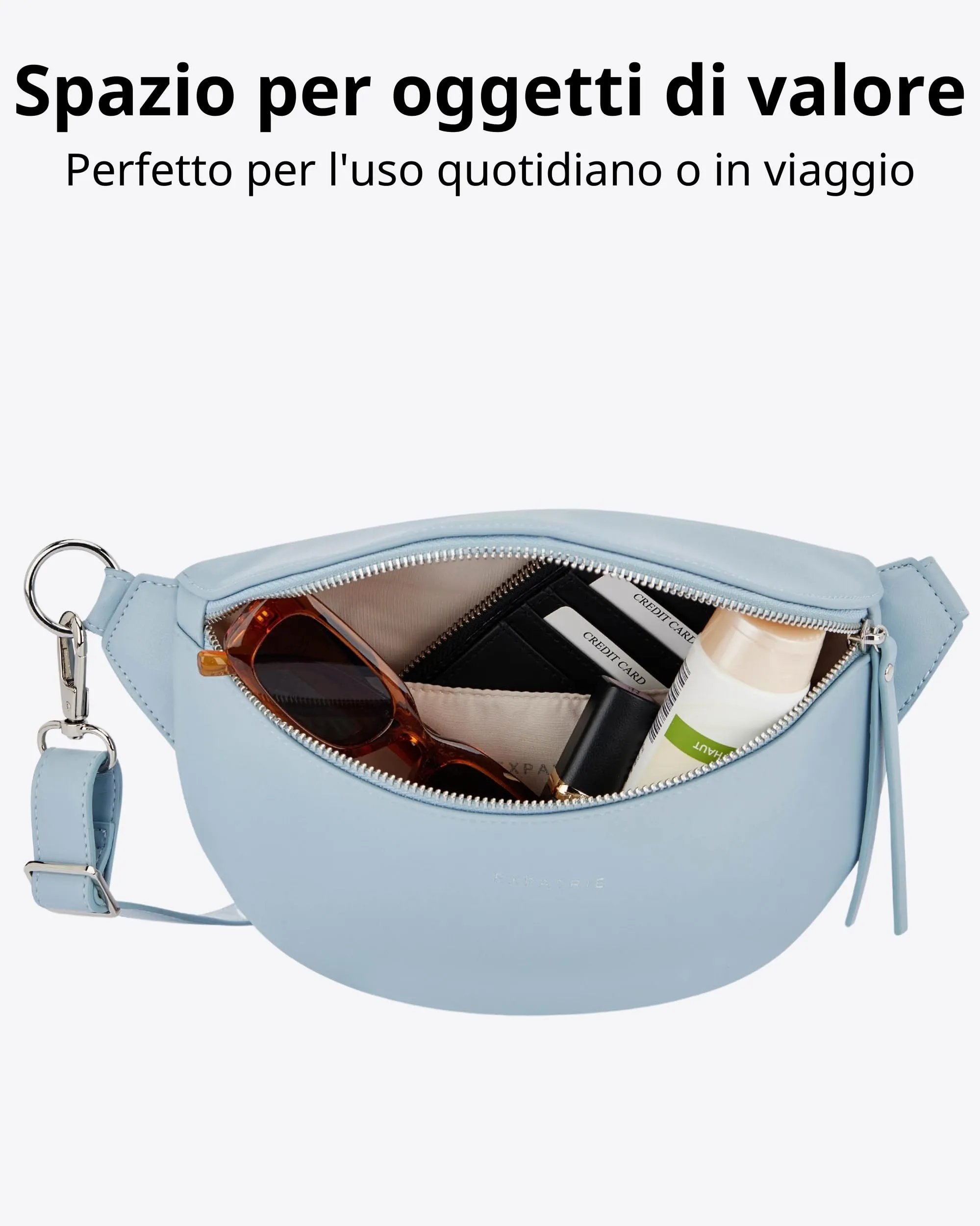 Expatrié Alice Small Marsupio Donna Azzurro in Pelle Vegana - immagine 6