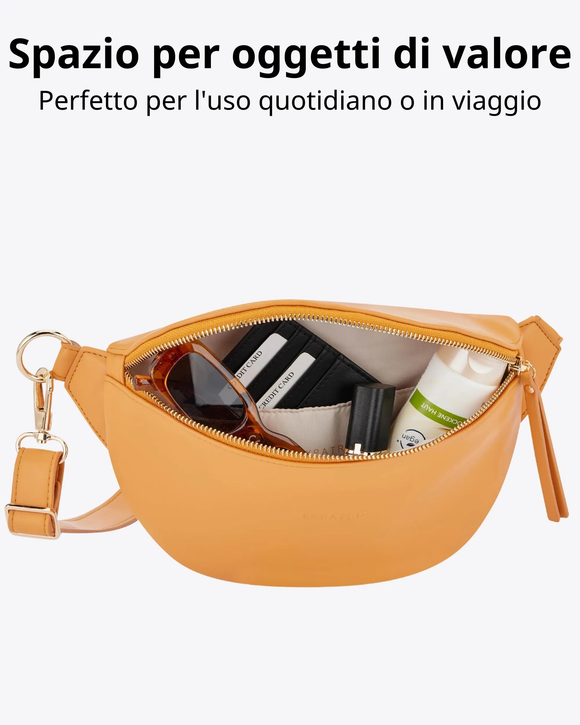 Expatrié Alice Small Marsupio Donna Arancione in Pelle Vegana - immagine 6