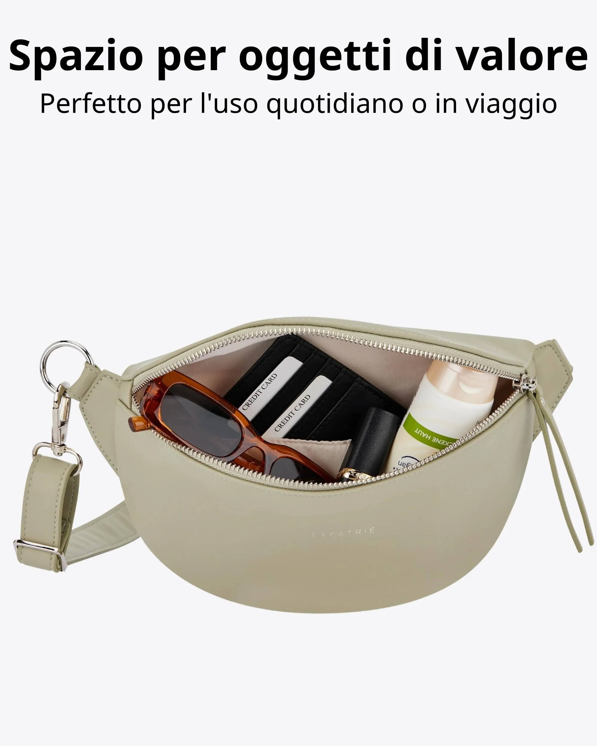 Expatrié Alice Small Marsupio Donna in Pelle Vegana, Verde - immagine 6