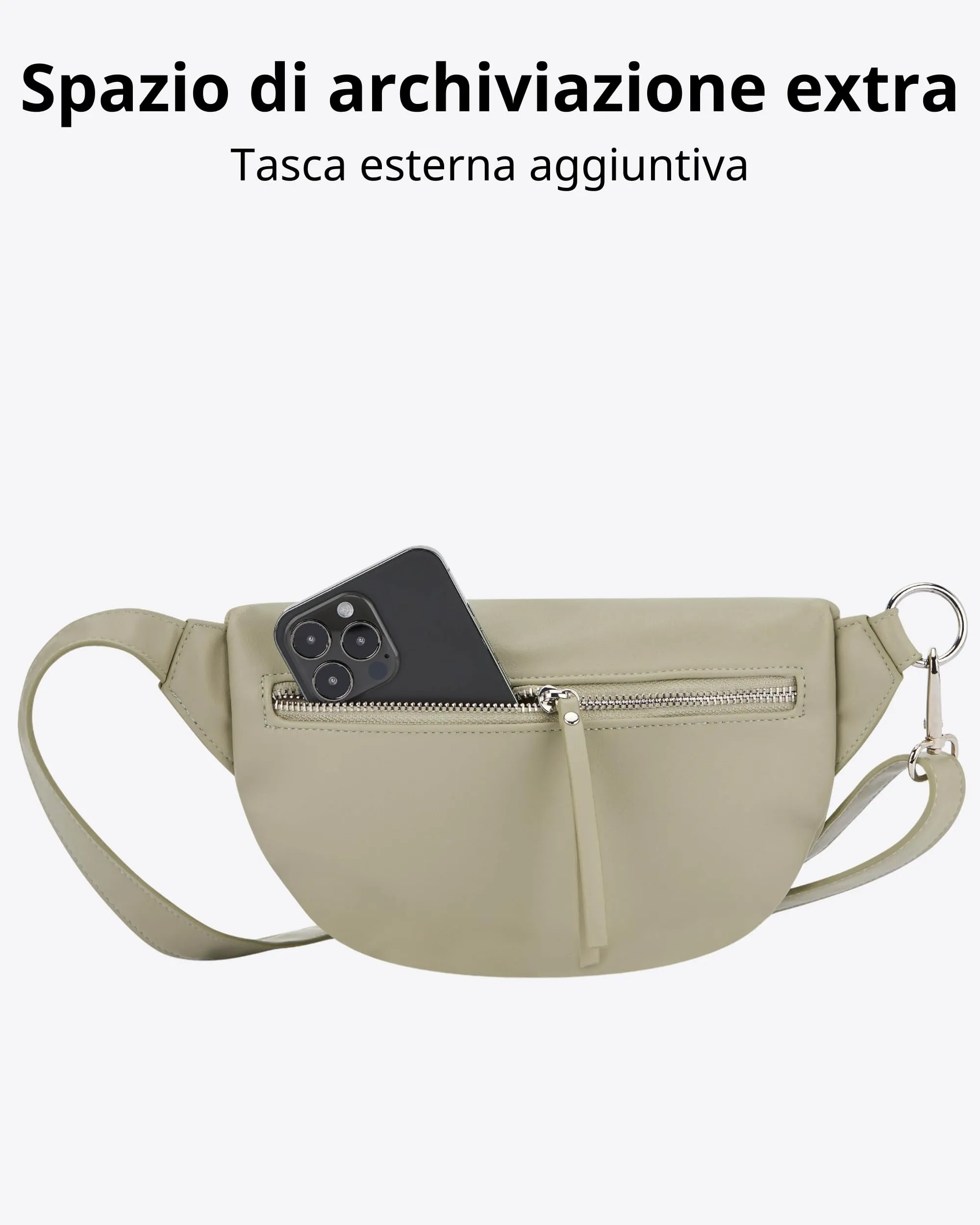 Expatrié Alice Small Marsupio Donna in Pelle Vegana, Verde - immagine 7