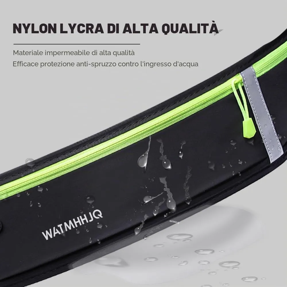 WATMHHJQ Marsupio da Corsa Impermeabile a 3 Tasche per Cellulare, Nero - immagine 3